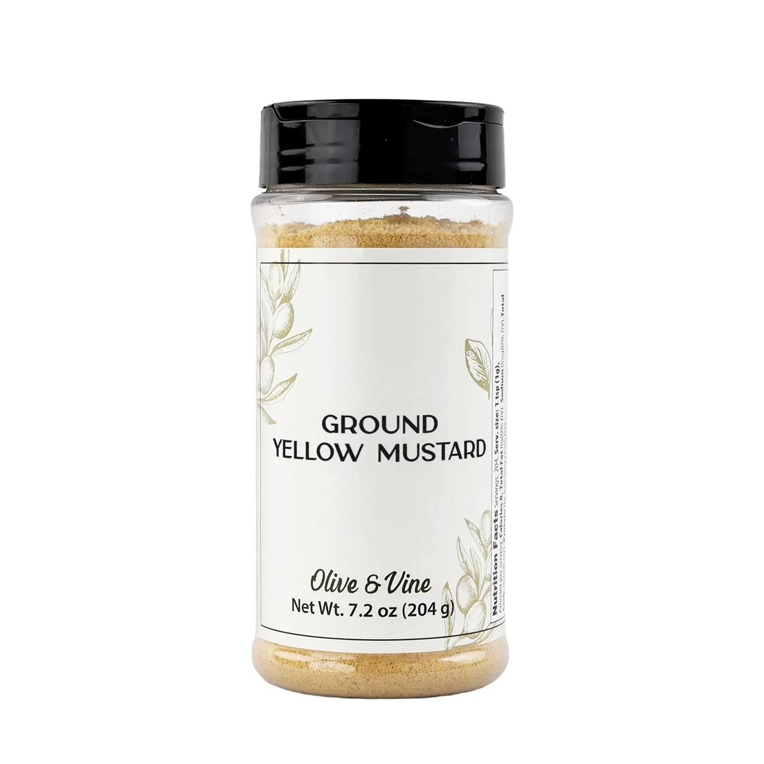 Olive & Vine Yellow Mustard Ground, Tangy Flavor, For Sauces & Dressings, Rich Tradition, Authentic Taste, For Global Recipes (7.2 Ounce)