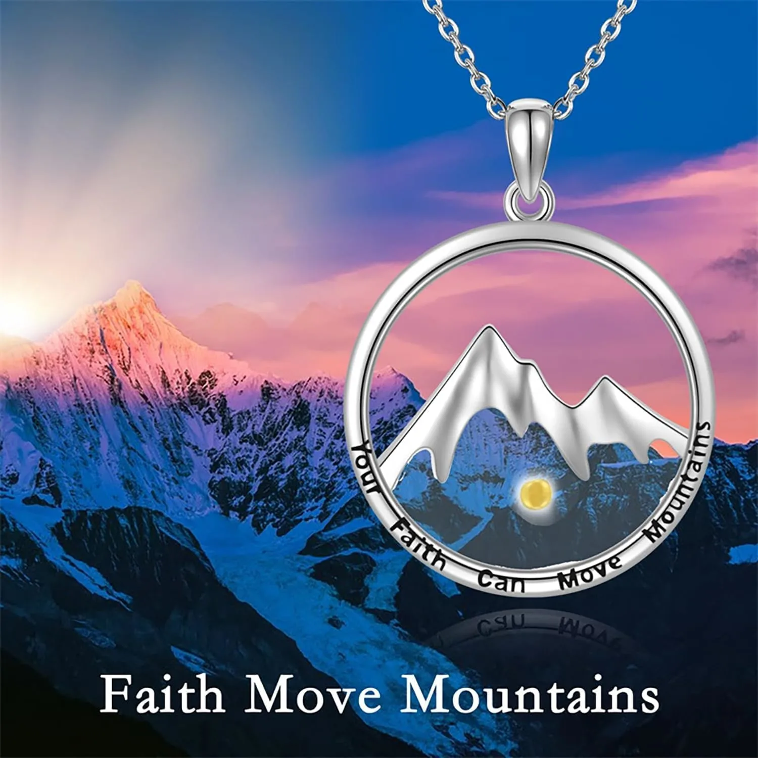 Mustard Seed Necklace - Stainless Steel Faith Mountain Jewelry for Women & Men