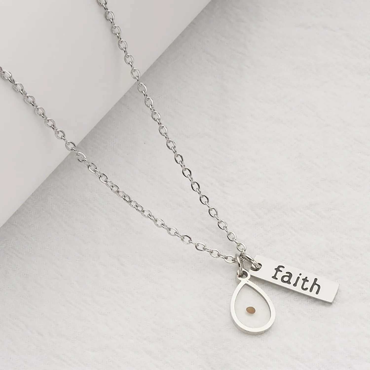 Mustard Seed Necklace - Stainless Steel Faith Mountain Jewelry for Women & Men
