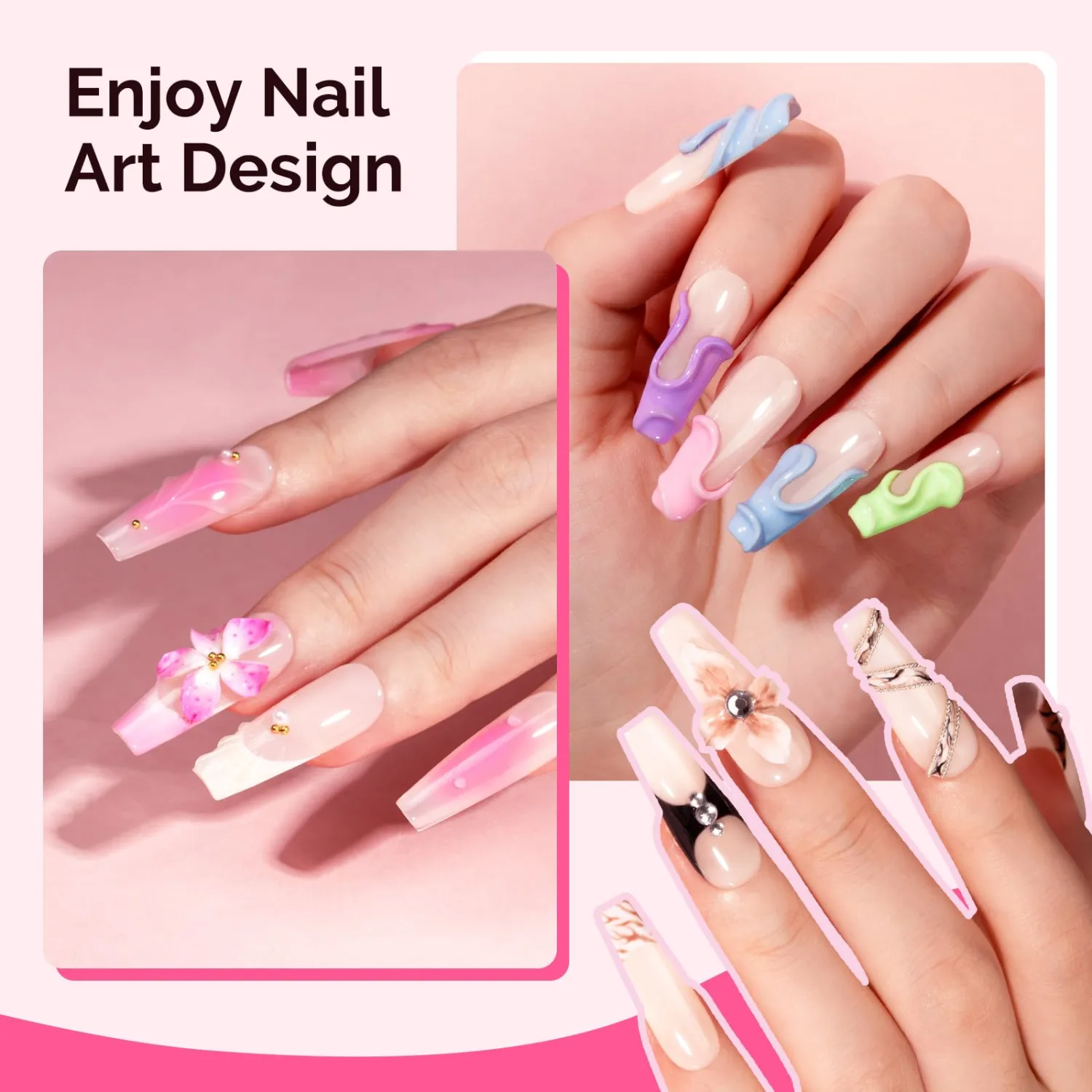 MelodySusie Solid Builder Nail Gel 3D Gel Nail Art 4 in 1 Non-Sticky for Extension UV Glue for Acrylic Nails Clear 60ML