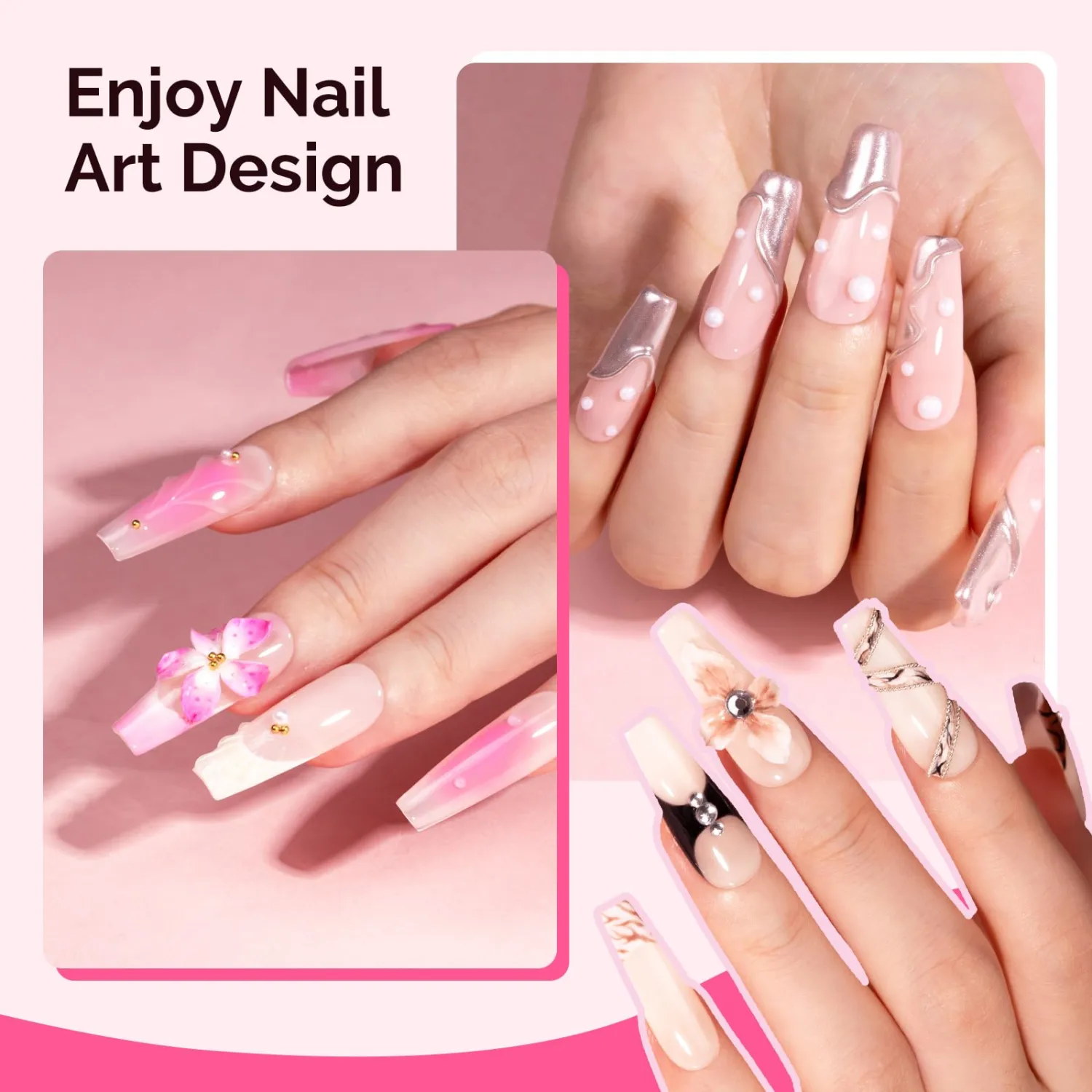 MelodySusie Solid Builder Nail Gel Kit 3D Nail Gels Sculpting Gel for Art Non-Sticky Hand Carving Glue Extension with Sequins Chrome Powder DIY Salon Home 60g
