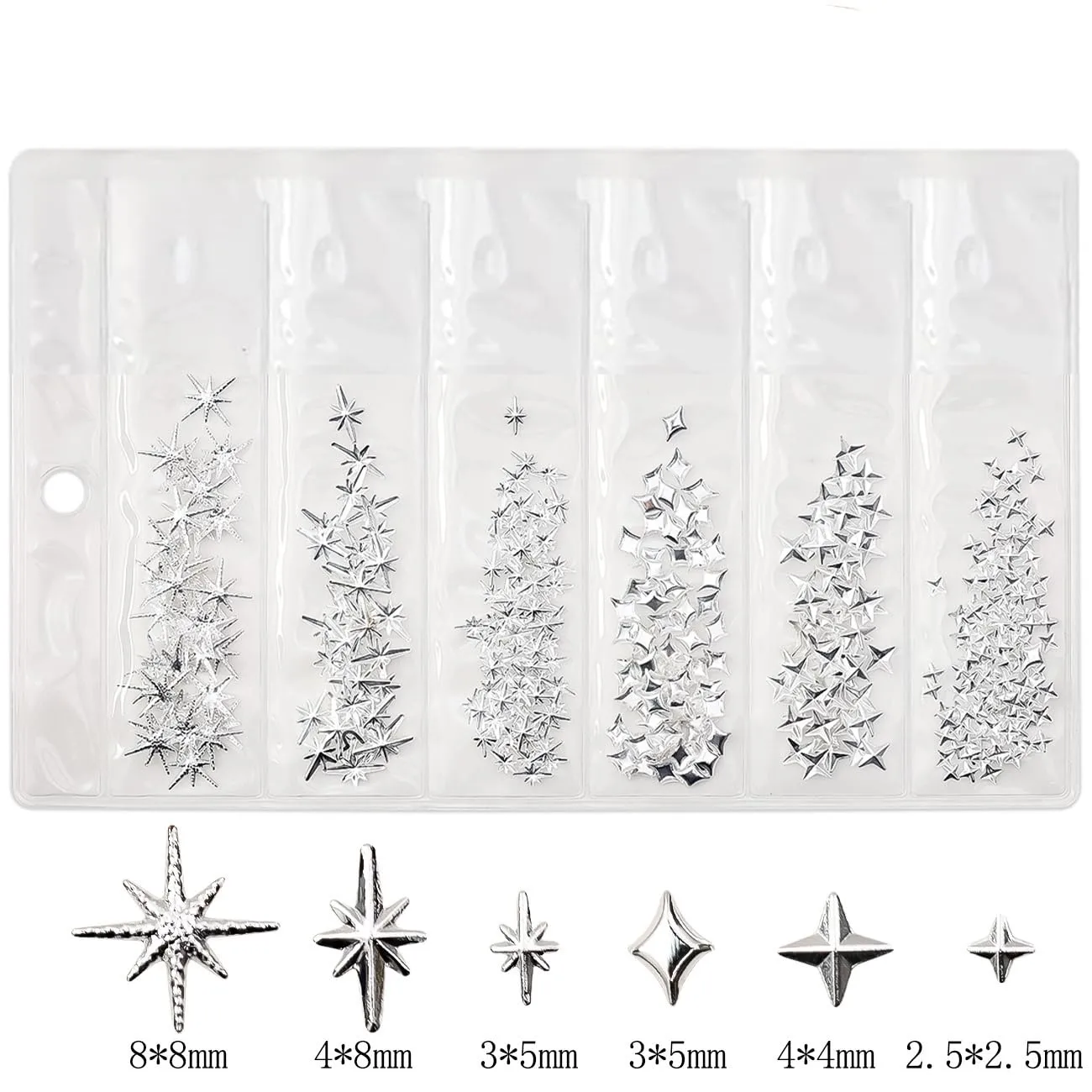 400Pcs Star Nail Charms for Nails Art 3D Silver Gold Star Nail Charms Metallic Studs Rhinestones Star Nail Jewelry Decorations Manicure Supplies Accessories for DIY Craft (GS400)