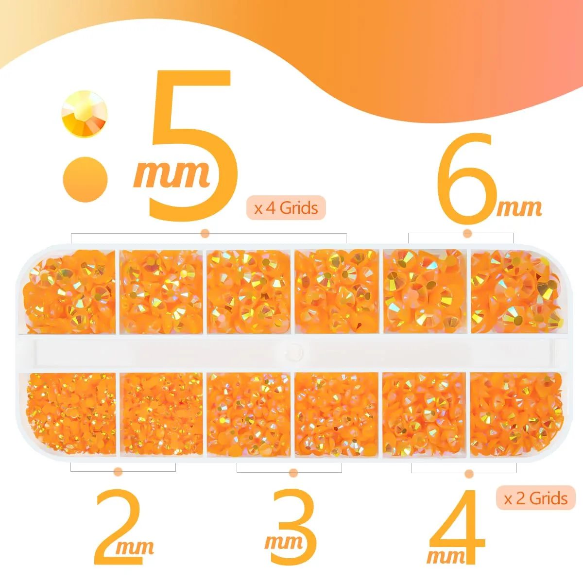 Orange AB Resin Rhinestones w B7000 Jewelry Glue for Bedazzling Crafting 2mm-6mm Tangerine‌ Orange Flatback Jelly Stones Diamonds Gems Charms for Nails Face Eyes Makeup Tumblers Bottles Crafts