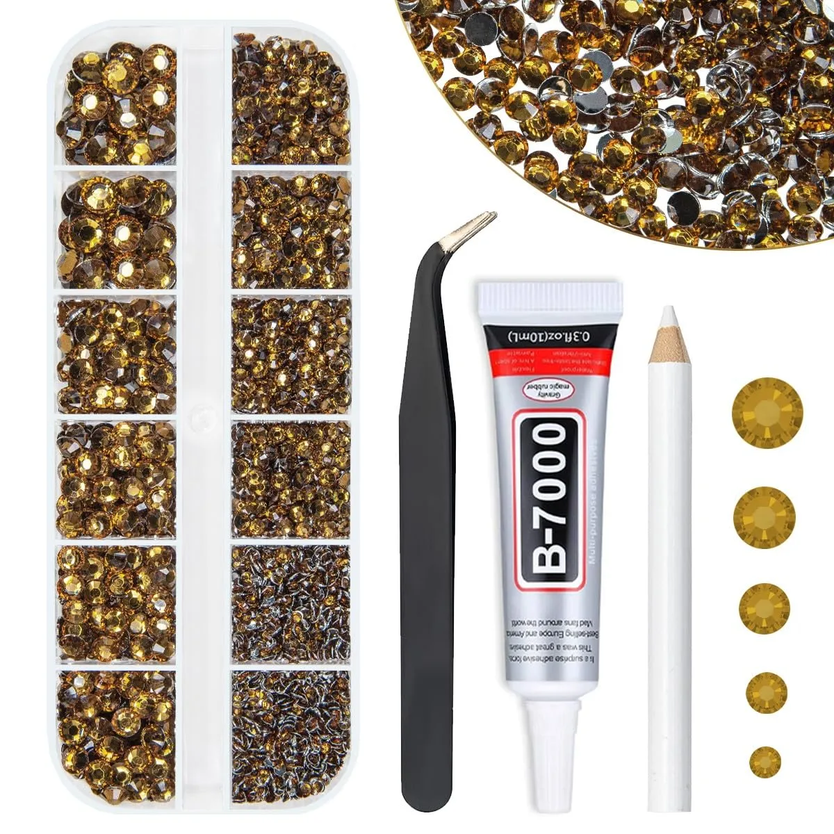 Amber Brown Crystal Resin Rhinestones w B7000 Jewelry Glue for Bedazzling Crafting Coffee Flatback Stones 2mm 3mm 4mm 5mm 6mm Diamonds Crystals Gems Charms for Nails Face Makeup Tumblers Crafts
