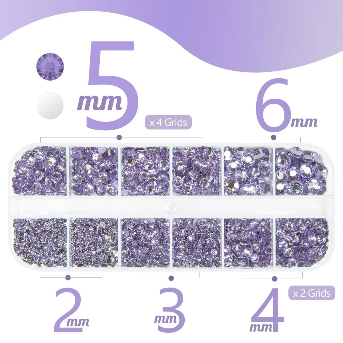 Light Purple Crystal Resin Rhinestones w B7000 Jewelry Glue for Bedazzling Crafting Flatback Stones 2mm-6mm Diamonds Crystals Gems Charms Supplies for Nails Face Eyes Makeup Tumblers DIY Crafts