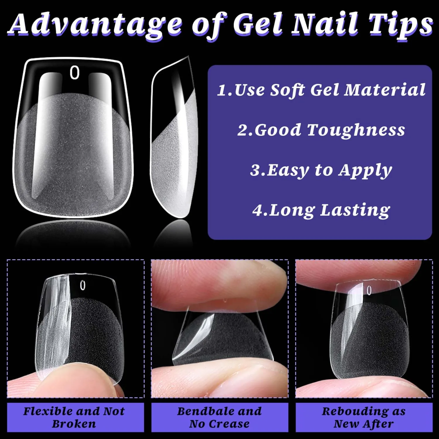 LoveOurHome 600pc Extra Short Coffin Nail Tips Clear Fake Nails XS Short Coffin Gel Nail Tips Full Cover Acrylic Nails Clear Press on Nails XS False Nail 15 Sizes Fingernail for Gel Nail Extension