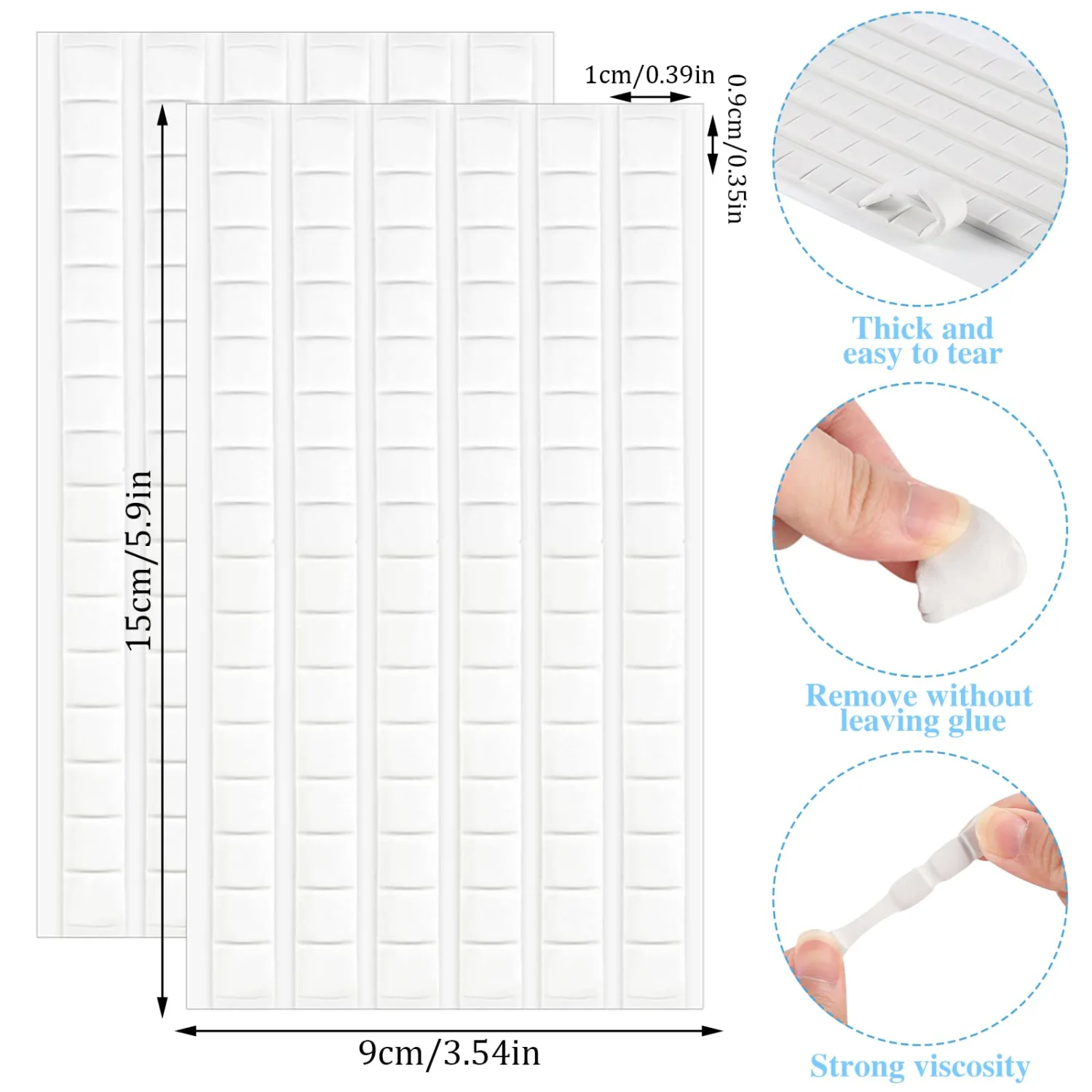 SUMAJU 204 Pcs Adhesive Poster Sticky Tack, Multipurpose Removable Mounting Putty - Reusable Wall Safe Tack for Wall Hanging Pictures, Museum, Cleaning, Nail (White, Green)