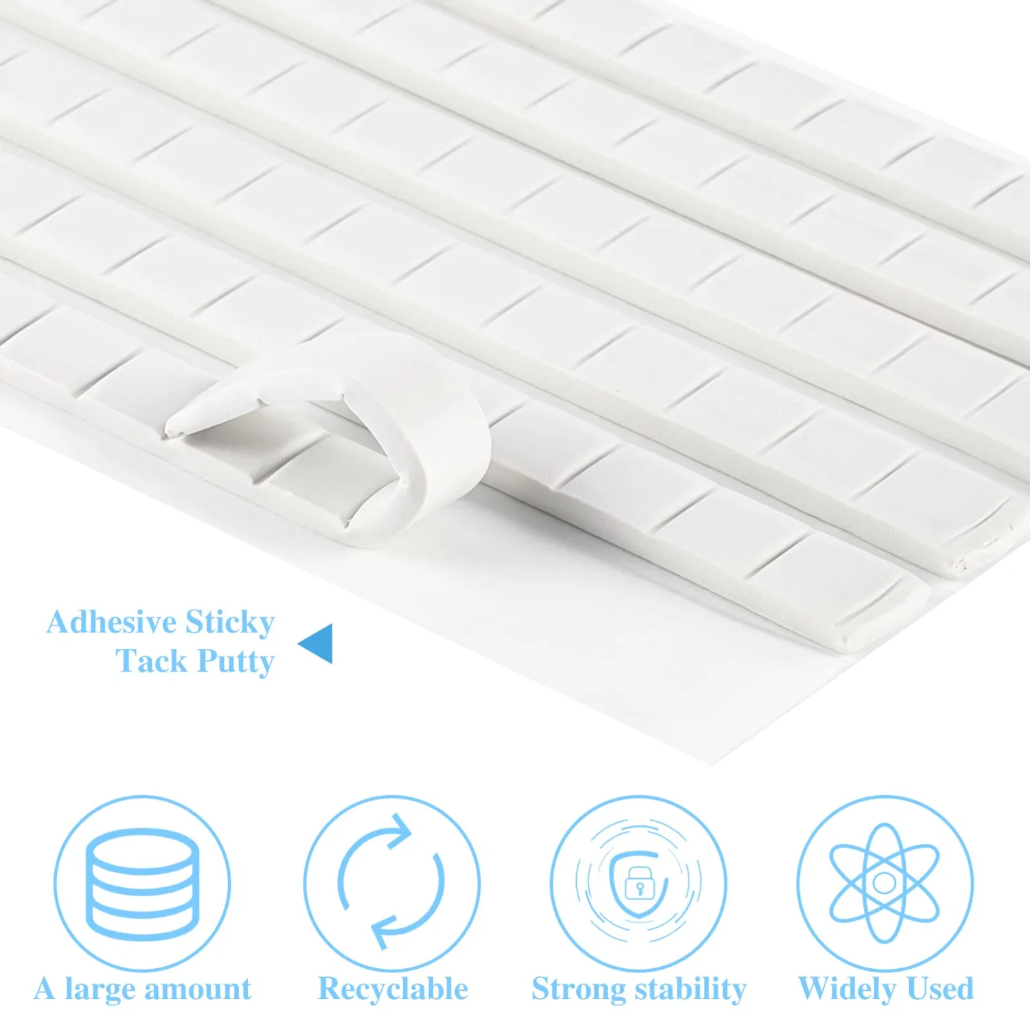 SUMAJU 204 Pcs Adhesive Poster Sticky Tack, Multipurpose Removable Mounting Putty - Reusable Wall Safe Tack for Wall Hanging Pictures, Museum, Cleaning, Nail (White, Green)
