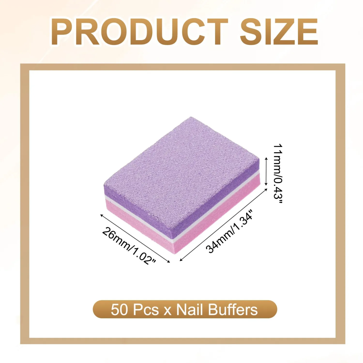 HARFINGTON 50pcs Mini Buffer Block Nail File, 100/180 Grit Double Side Sponge Nail Buffers for Professional Manicure Acrylic Nails, Natural Nails, Pink/Purple