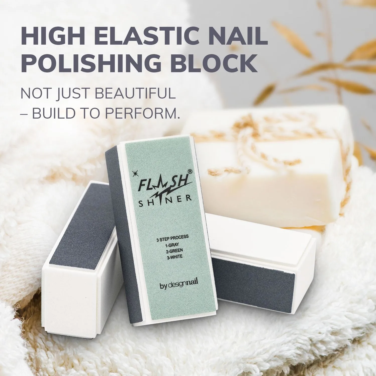 Flash Shiner® Block – 3-Way Nail Buffer – Pack of 3 – Professional Nail Buffer for Natural Shine – Smooths, Conditions & Polishes – Manicure Tool for Home or Salon Use