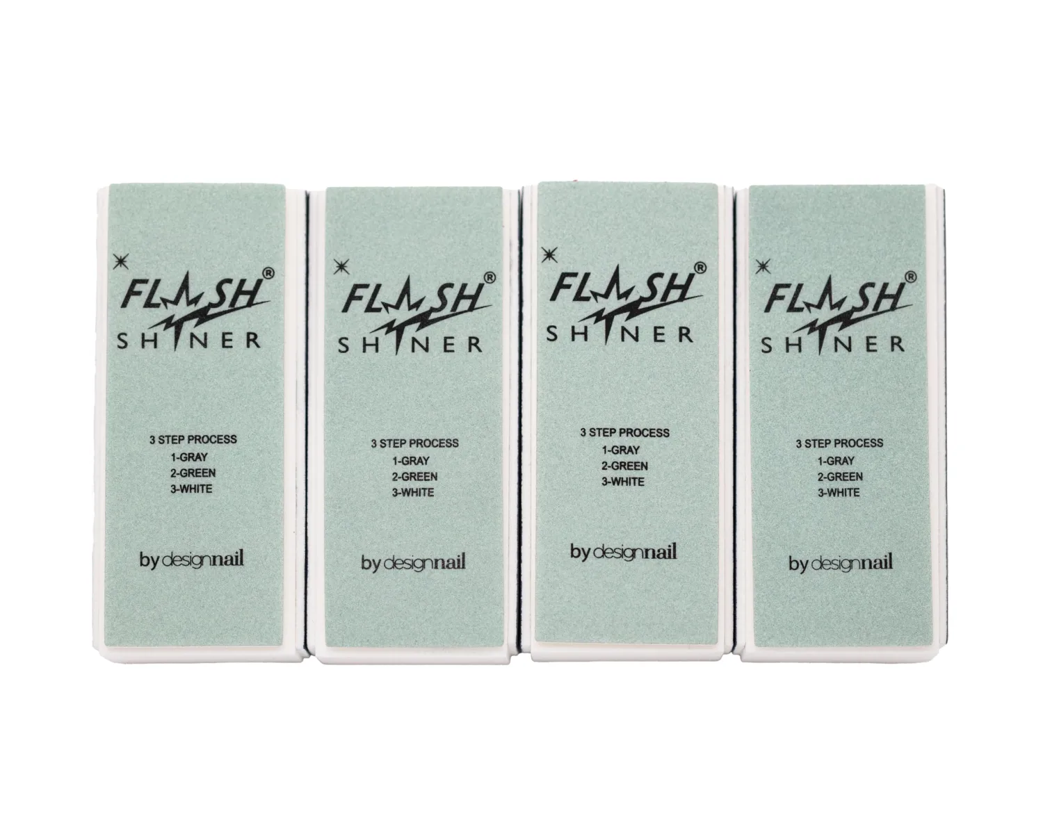 Flash Shiner® Block – 3-Way Nail Buffer – Pack of 4 – Professional Nail Buffer for Natural Shine – Smooths, Conditions & Polishes – Manicure Tool for Home or Salon Use