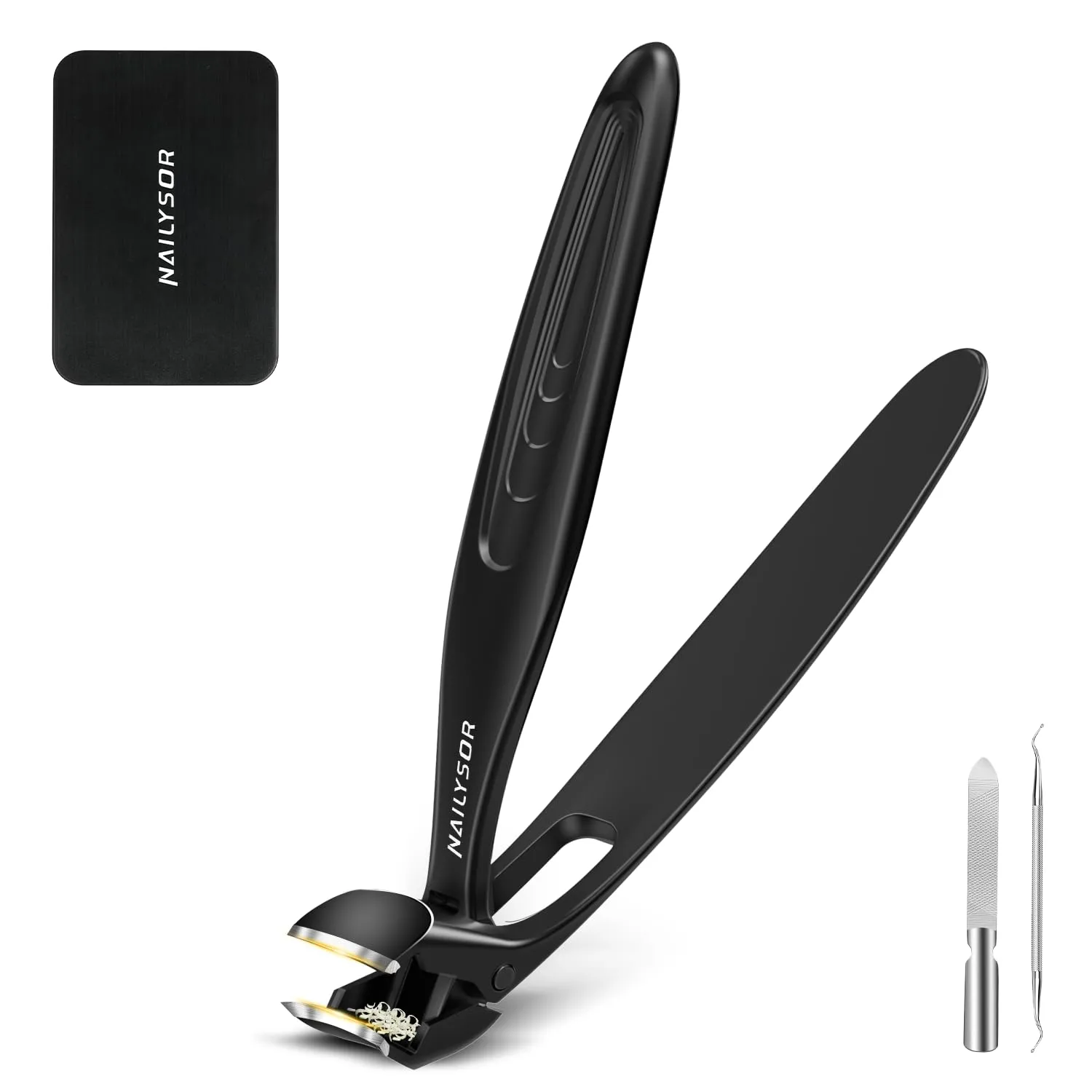Upgrade Extended Toenail Clippers for Thick Toenails, Long Handled Nail Clippers for Seniors, Large Fingernail Clipper Angled Head with Catcher, Ergonomic Wide Opening Heavy Duty Cutter for Men Women