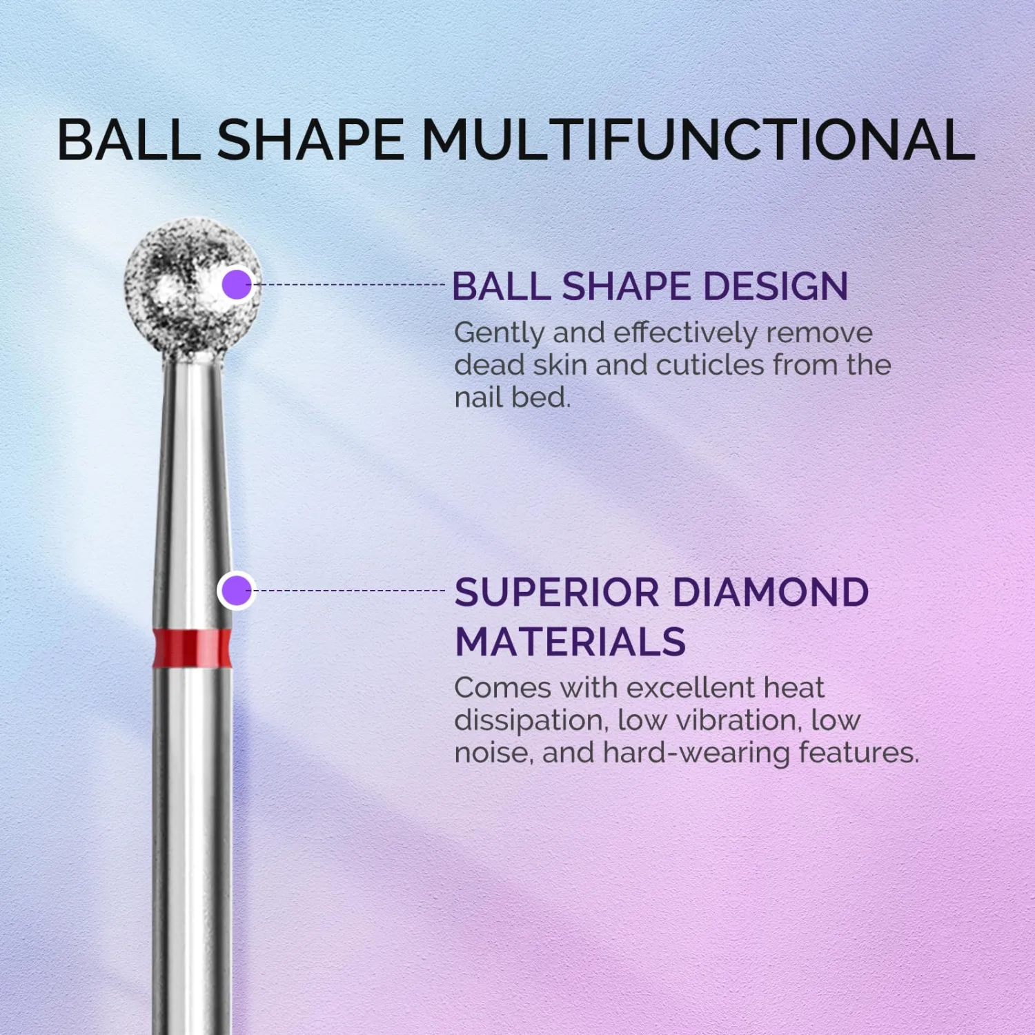 MelodySusie 3Pcs Cuticle Cleaner Nail Drill Bits Set, 3/32'' Safety Carbide Diamond Bits, Ball, Flame and Inverted Tapered Bits, Suitable for Cuticle Dead Skin Nail Prepare, Silver