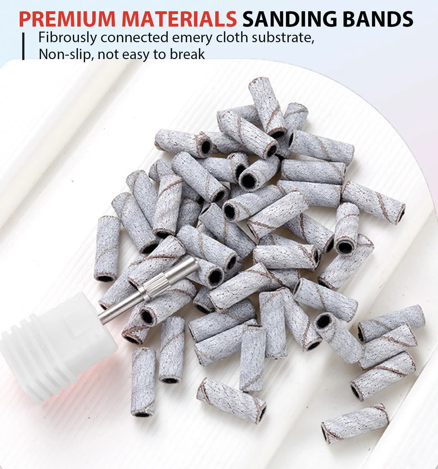 100Pcs Small Sanding Bands for Nail Drill, 80 120 180 240 Grit Mini Nail Sanding Bands with 3mm Mandrel Bit, Professional Nail File Set for Acrylic Gel Nails Manicure Pedicure