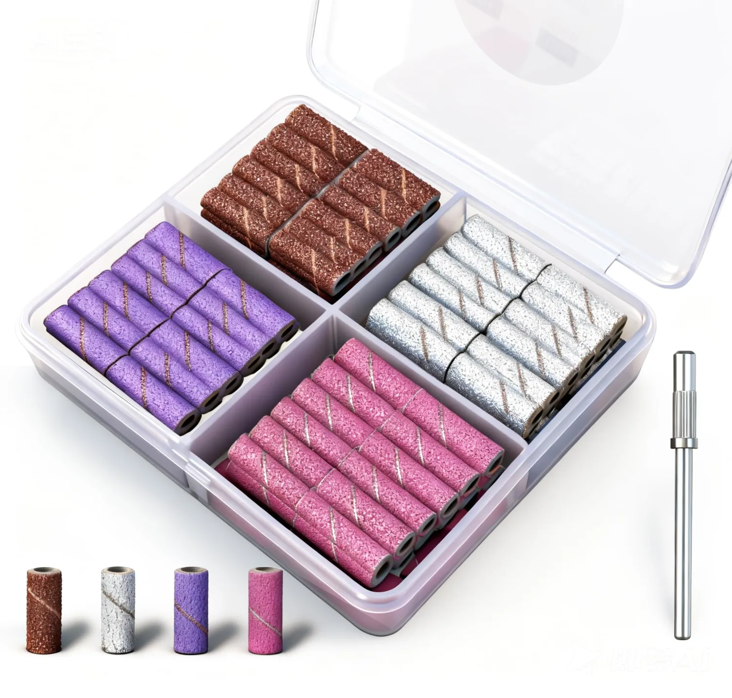 100Pcs Small Sanding Bands for Nail Drill, 80 120 180 240 Grit Mini Nail Sanding Bands with 3mm Mandrel Bit, Professional Nail File Set for Acrylic Gel Nails Manicure Pedicure