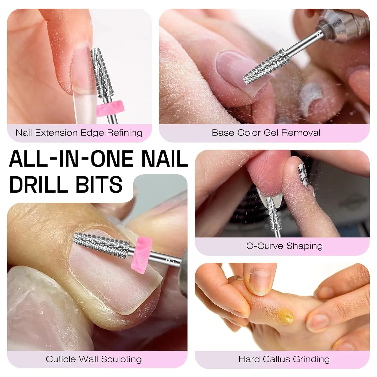 2026 All-in-One Nail Drill Bits 3/32’’: Carbide Drill Bits, Fast Remove, Shape & Smooth Acrylic Gel Nails, Precise Control, for Nail Beds, Nail Art Pedicure Manicure Salon & Home