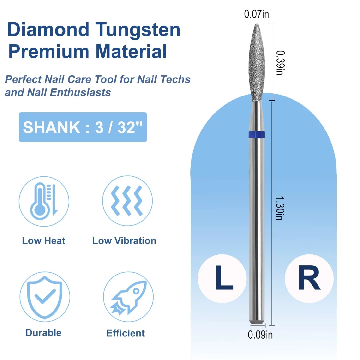 Cuticle Clean Nail Drill Bit, 3/32" Russian Diamond Nail File bits, Safety Carbide Under Nail Cleaner for Cuticle Dead Skin Nail Prepare, Nail Salon Manicure, Flame Shape (Medium)