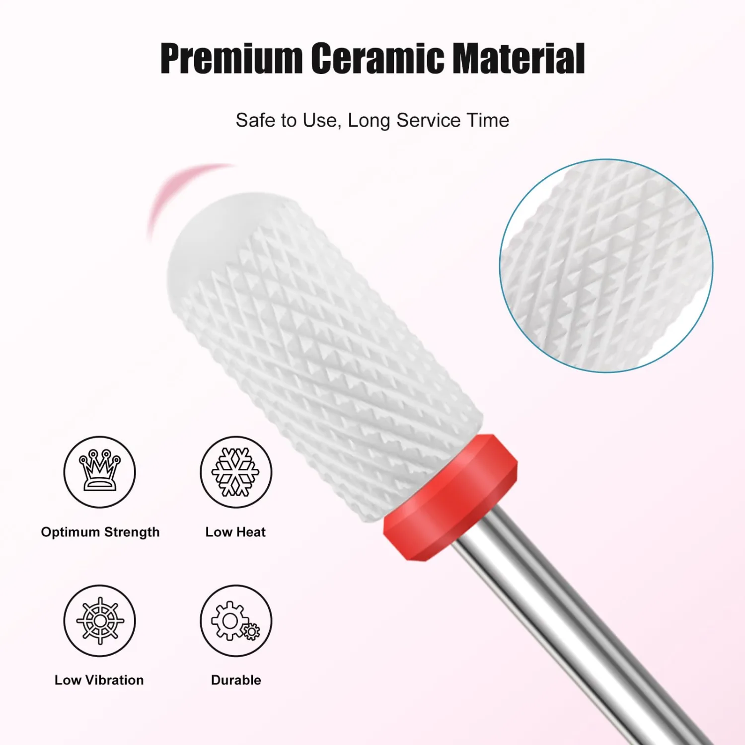 5PCS Ceramic Nail Drill Bits Set, Professional 3/32 Inch Electric Cuticle Drill Bits Nail Tech for Acrylic Gel Nails Polishing Manicure Pedicure, Efile Remover Safety Bit for Home Solan