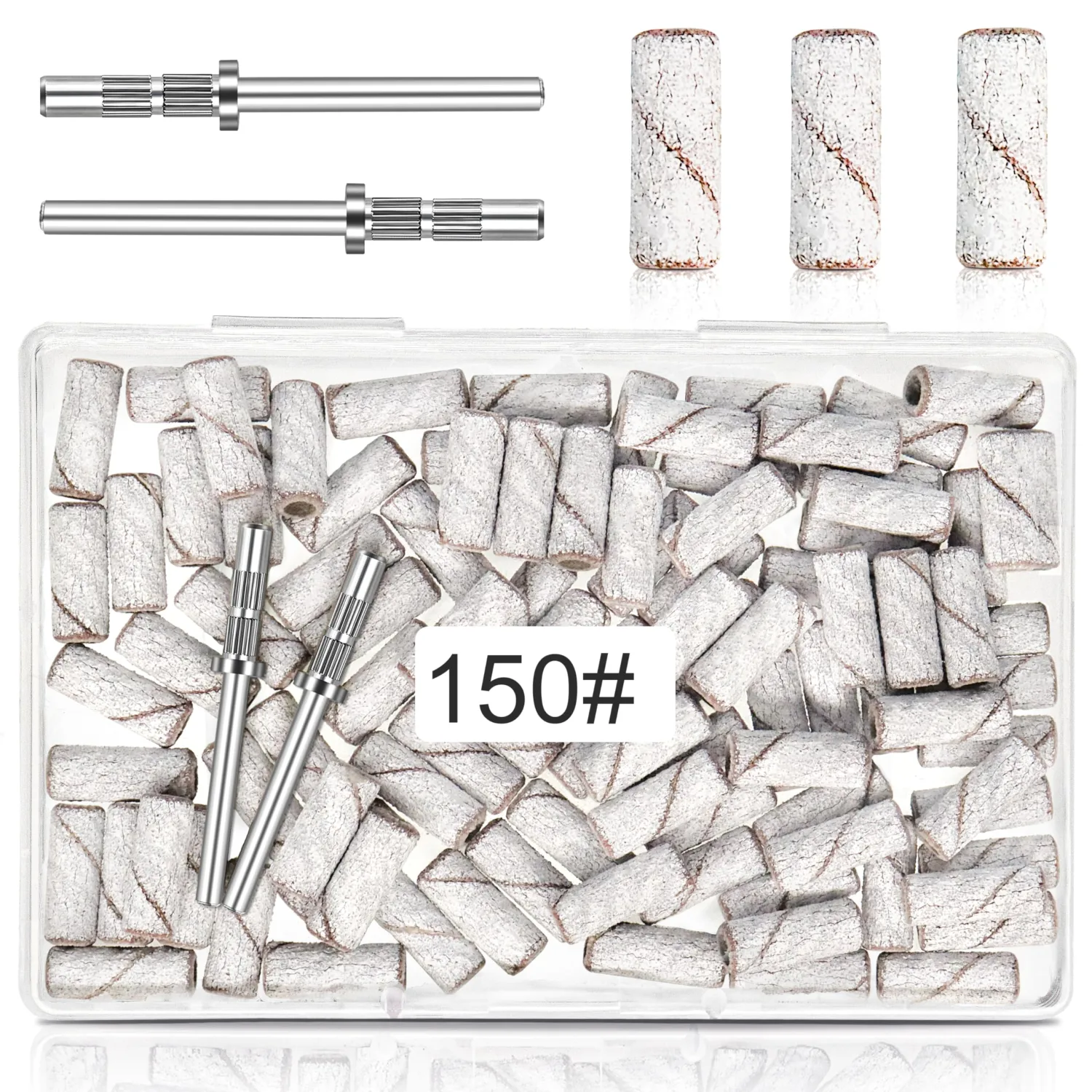 100 Pcs Small 3.1 MM Nail Sanding Bands, 150 Grit Medium Grit, Upgrade Premium Aluminum Oxide, White, For Nail Drill Machines, Plastic Compatible