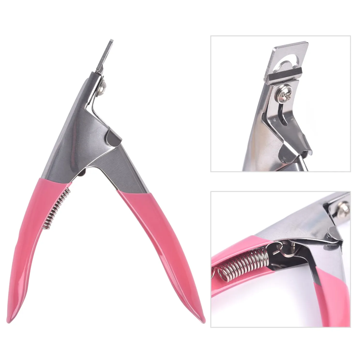 Acrylic Nail Clippers False Nail Cutter Professional Nail Clippers for Acrylic Nails, Nail Tips Nipper Stainless Steel Manicure Tool for Nail Salon Home Use, Pink