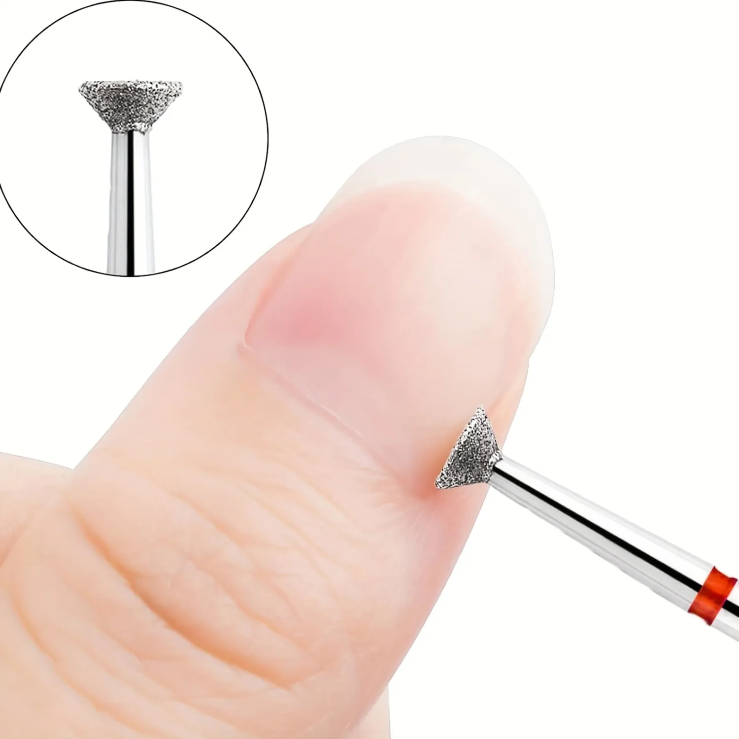 Acycoin2A 2PCS 4mm Inverted Cone Diamond Drill Bit - Nail Polishing Head Flying Disc Shape for Cuticle Dead Skin Glue Overflow Remover Pro Safe Nail Tool for Manicure