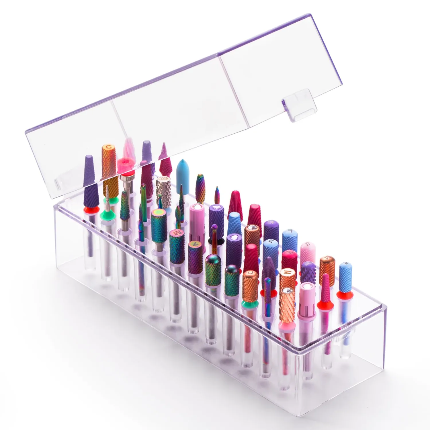 MelodySusie Nail Drill Bits Holder, 48 Holes Case, Portable Dustproof Displayer Organizer Container, Nail Tech Professional Nail Art Tool, Travel Salon Home, Clear (Drill Bits Not Included)