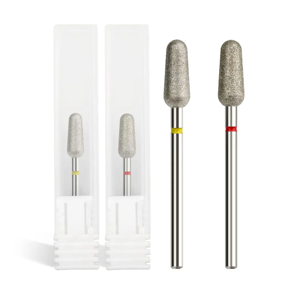 2Pcs Cuticle Clean Nail Drill Bits 3/32'', Professional Peanut Shape Safety Carbide Diamond Beginners Bits Under Nail Cleaner for Cuticle Dead Skin Nail Prepare for Nail Supplies Home Use
