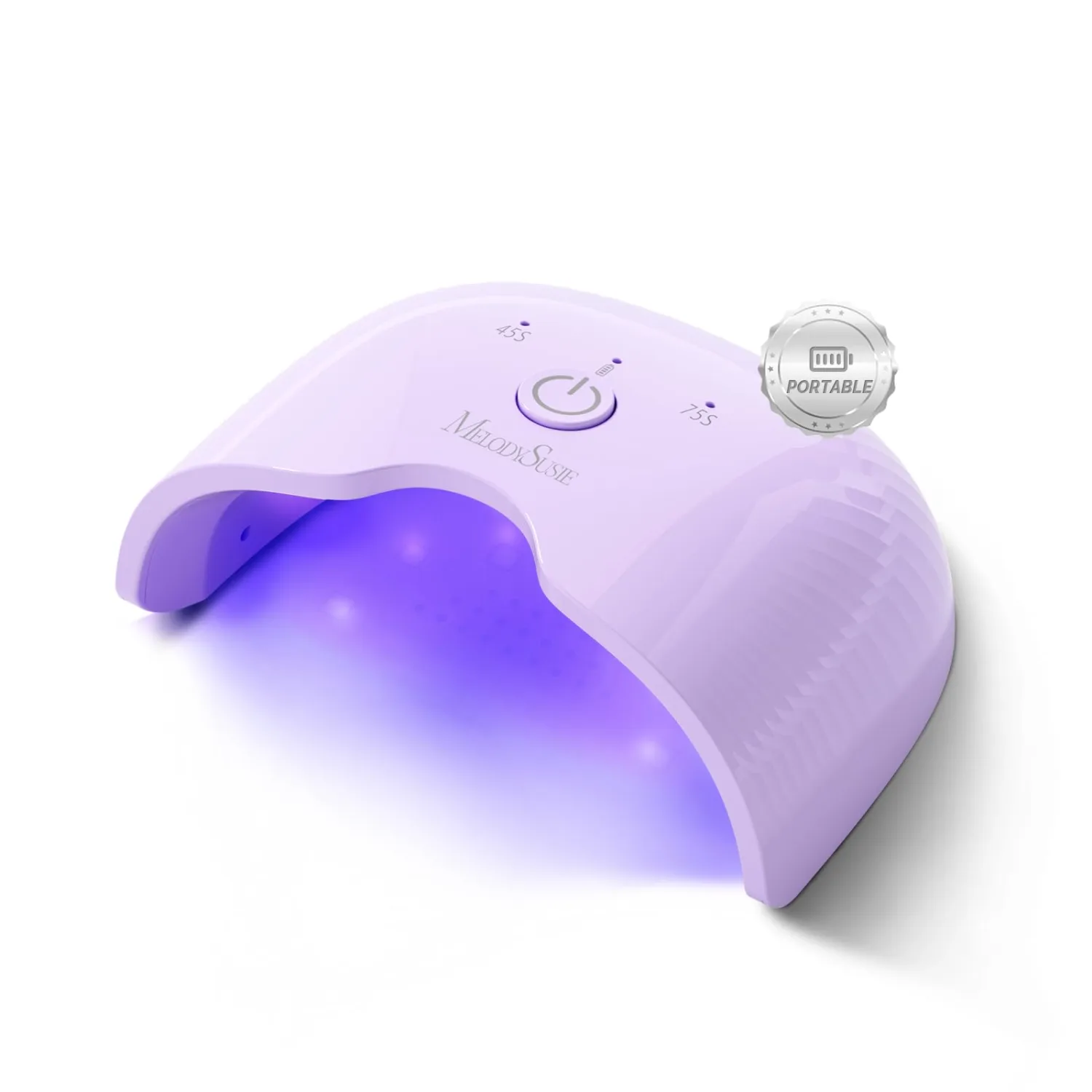 MelodySusie Mini Cordless UV Nail Lamp, P-ART06G Rechargeable Portable LED UV Light with Smart Sensor, 4-Finger Curing for All Soft Gels, Especially Half-Cured Gel, Base Coat & Top Coat, Purple