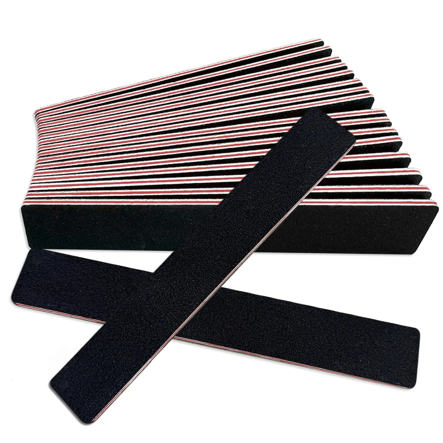Nail Files (12 Pack), Emery Board Nail File for Acrylic Nails and Natural Nails, 100/180 Grit Double Sided Emory Boards Professional Nail Filer Reusable Washable Manicure Square Black