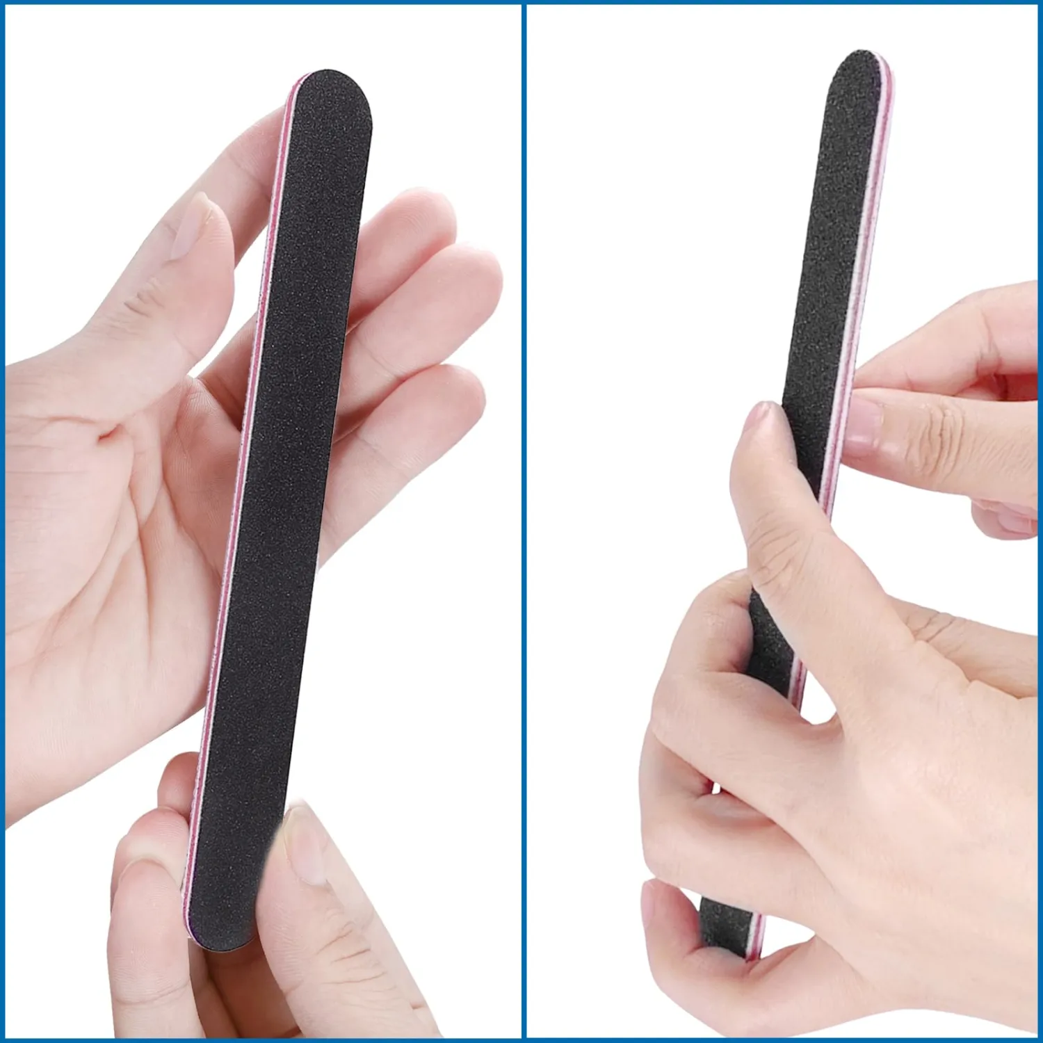 Nail Files (24 Pack), Professional Emery Board 100/180 Grit Nail File Double Sided Emory for Natural and Acrylic Nails Fingernail Files for Gel Nail Reusable Manicure Disposable Pedicure Black