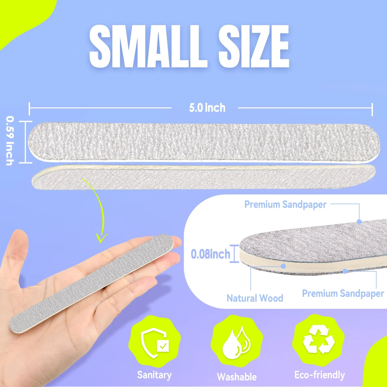 Disposable Zebra Nail Files 80/100 Grit 5 Inch Double Sided Emery Boards for Acrylic Nails Toenails Professional Manicure Pedicure Tools 50Pcs (Pack of 2)