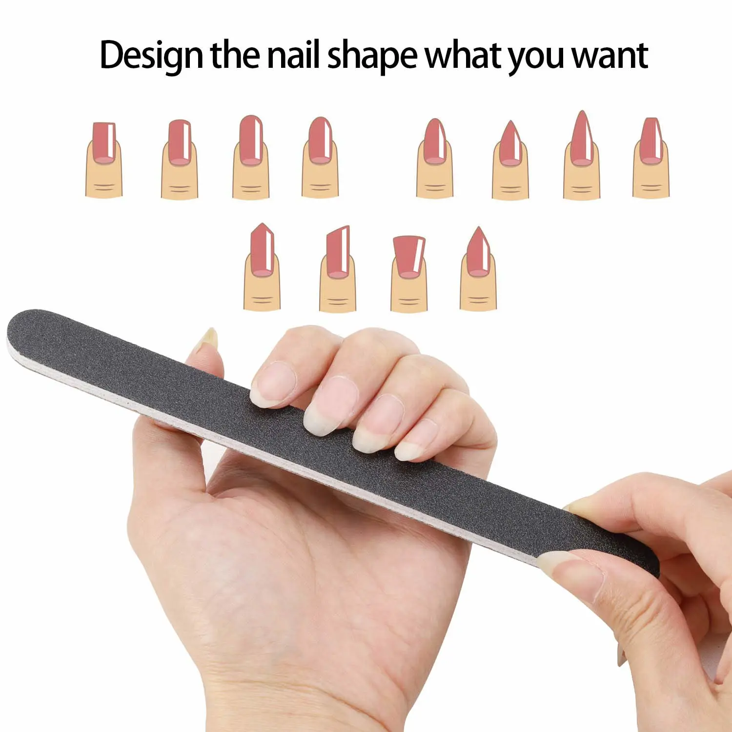 50 Pcs Nail Files for Acrylic Nails 100/180 Grit Double Sides Fingernail Files Professional Manicure Tools for Home Salon