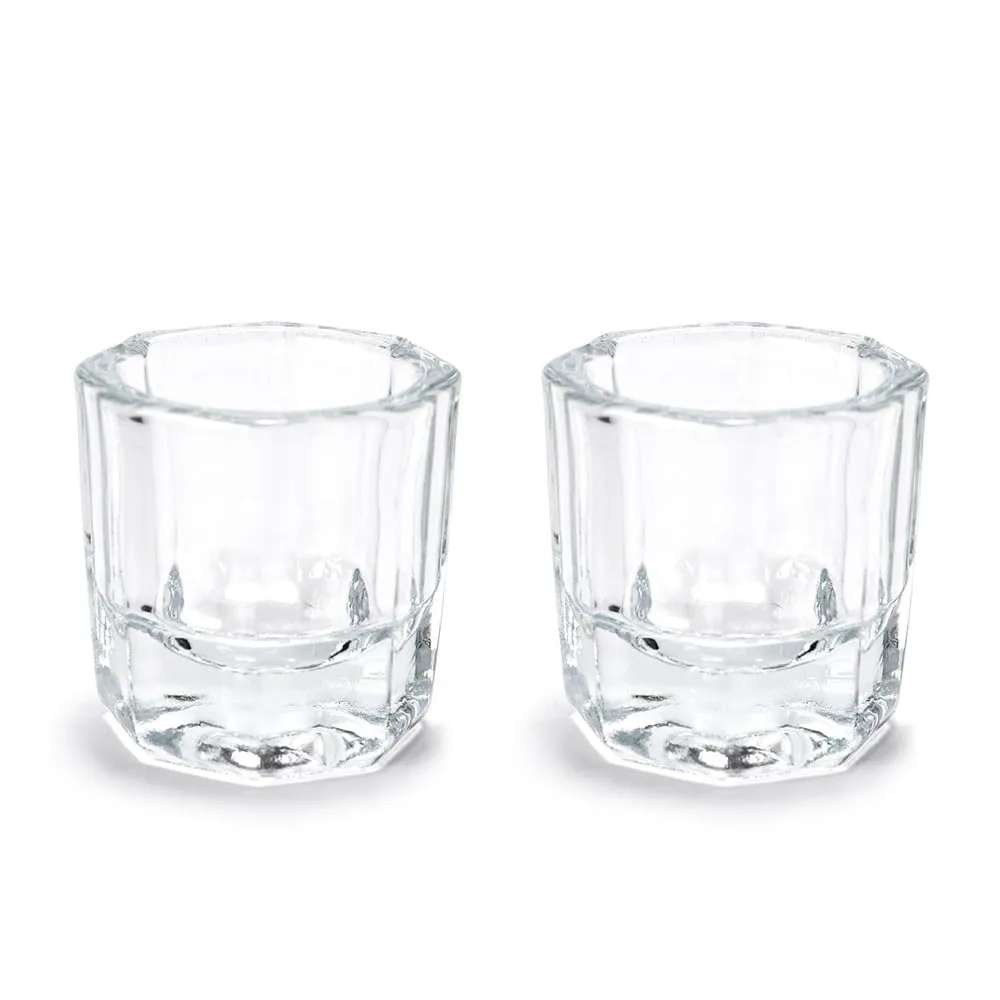 2Pcs Nail Art Dappen Dish Cups for Acrylic Liquid and Powder Clear Glass Nail Bowl Acrylic Powder Holder Nail Liquid Cup Acrylic Glass Jar Crystal Bowl for Nails