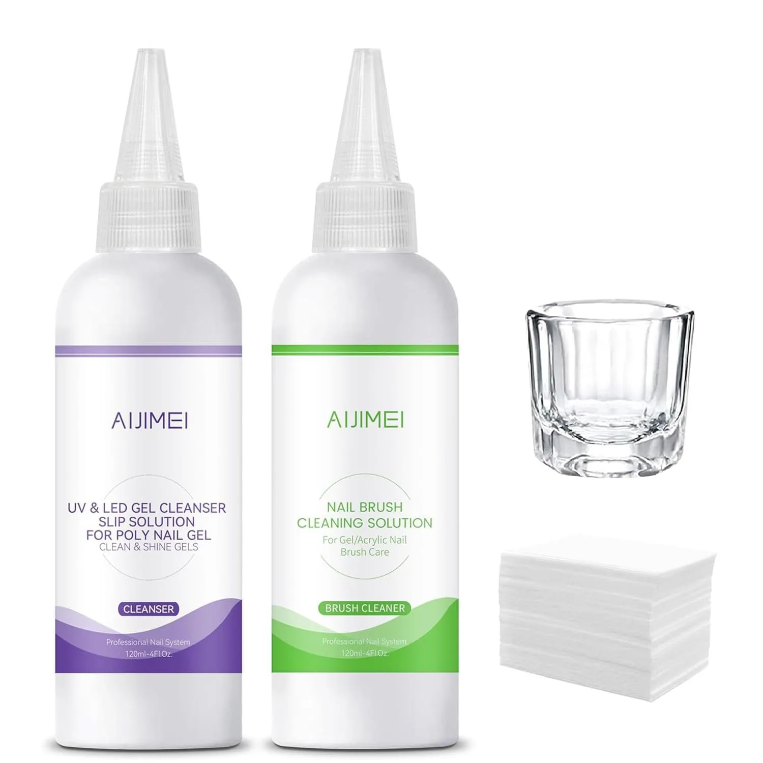 AIJIMEI Uv&Led Gel Cleanser Slip Solution for Poly Nail Gel 120ml & Nail Brush Cleaning Solution for Fast Cleaning Acrylic Nail Brush Cleaner Nail Art Paint Brushes Cleaner