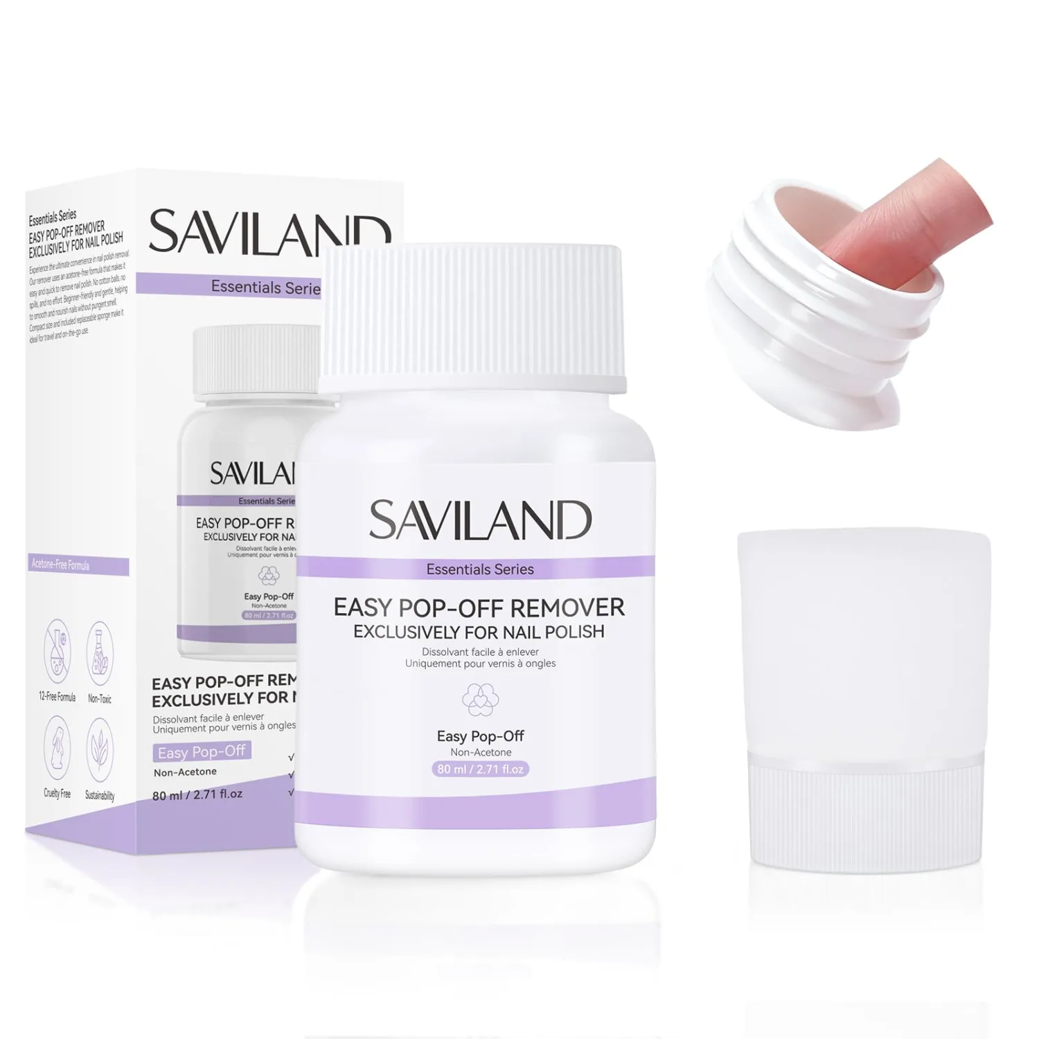 SAVILAND Essentials Nail Polish Remover: Non Acetone Nail Polish Remover Pot Quick & Easy Pop-Off Exclusively for Regular Nail Polish Gentle Removal Beginner-Friendly Nail Care Tool 80 ML