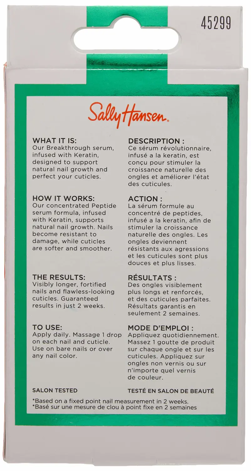 Sally Hansen Nail Treatment Nailgrowth Miracle® Nail Strengthener | Nail Serum with Biotin & Peptides | Strengthens, Protects & Promotes Growth | Clear Nail Polish