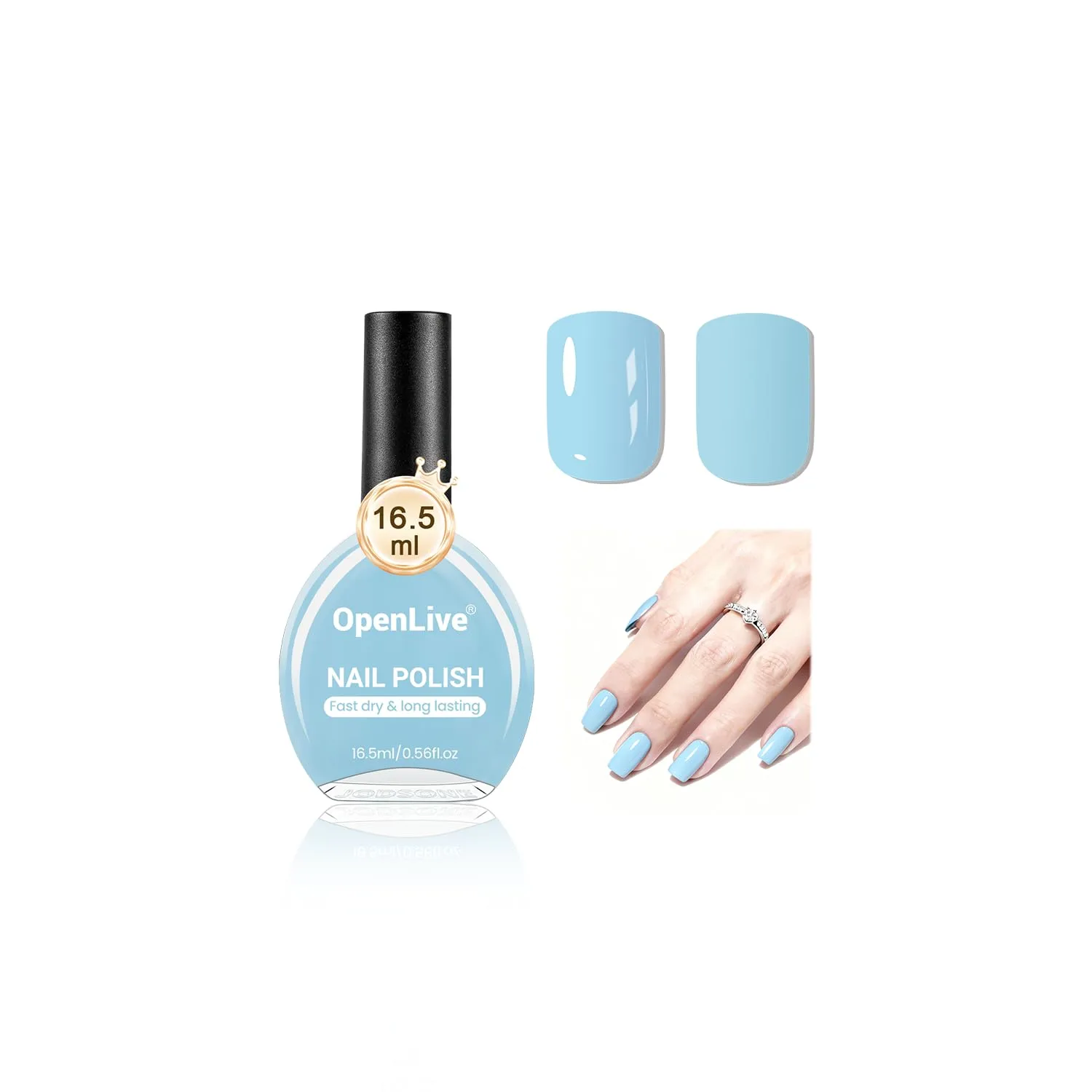 16.5ml Light Blue Nail Polish Large Volume Quick Drying Nail Polish, Fast Drying and Long Lasting Color Nail Art DIY Home Manicure Gift for Women