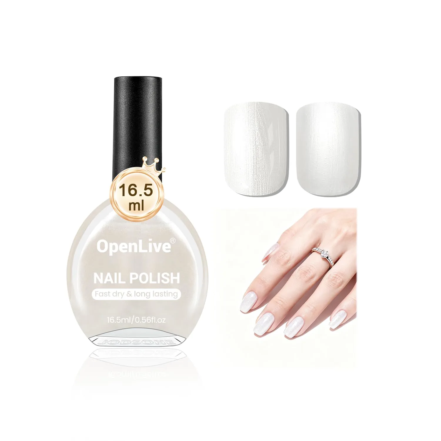 16.5ml White Glitter Nail Polish Large Volume Quick Dry Nail Polish, Long Lasting Shine, Fingernail Toenail Nail Art DIY Home Travel Nail Art Gift