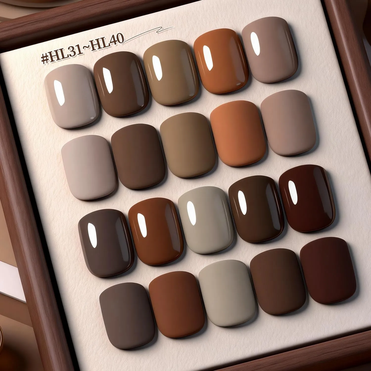 12Pcs Brown Nail Polish Set with Base and Top Coat Chocolate Brown Moche Fingernail Polish Quick Dry Regular Finger Nail Polish Pack for Women Gift Holiday 5ML