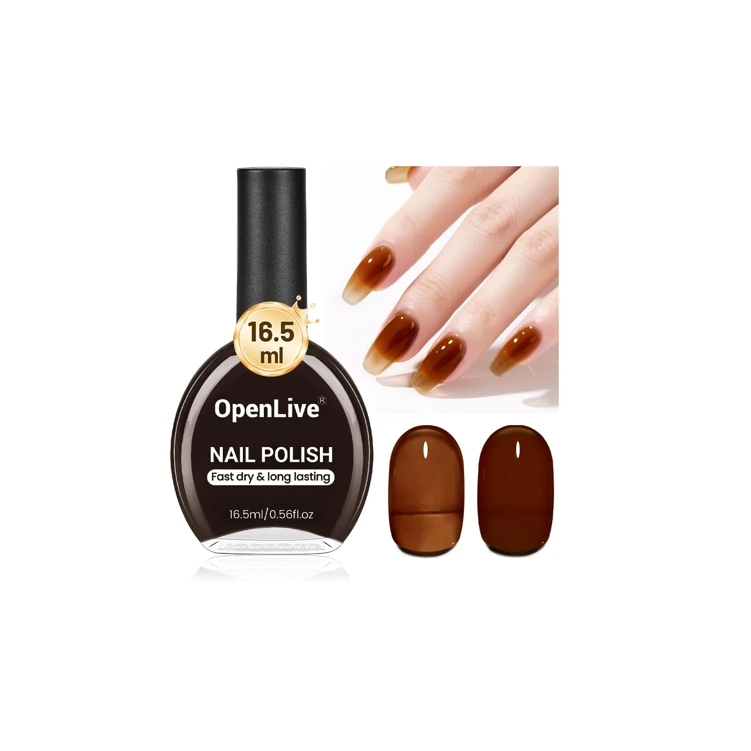 16.5ml Jelly Sheer Amber Nail Polish Large Volume Quick Dry Nail Polish, Long Lasting Shine, Fingernail Toenail Nail Art DIY Home Travel Nail Art Gift