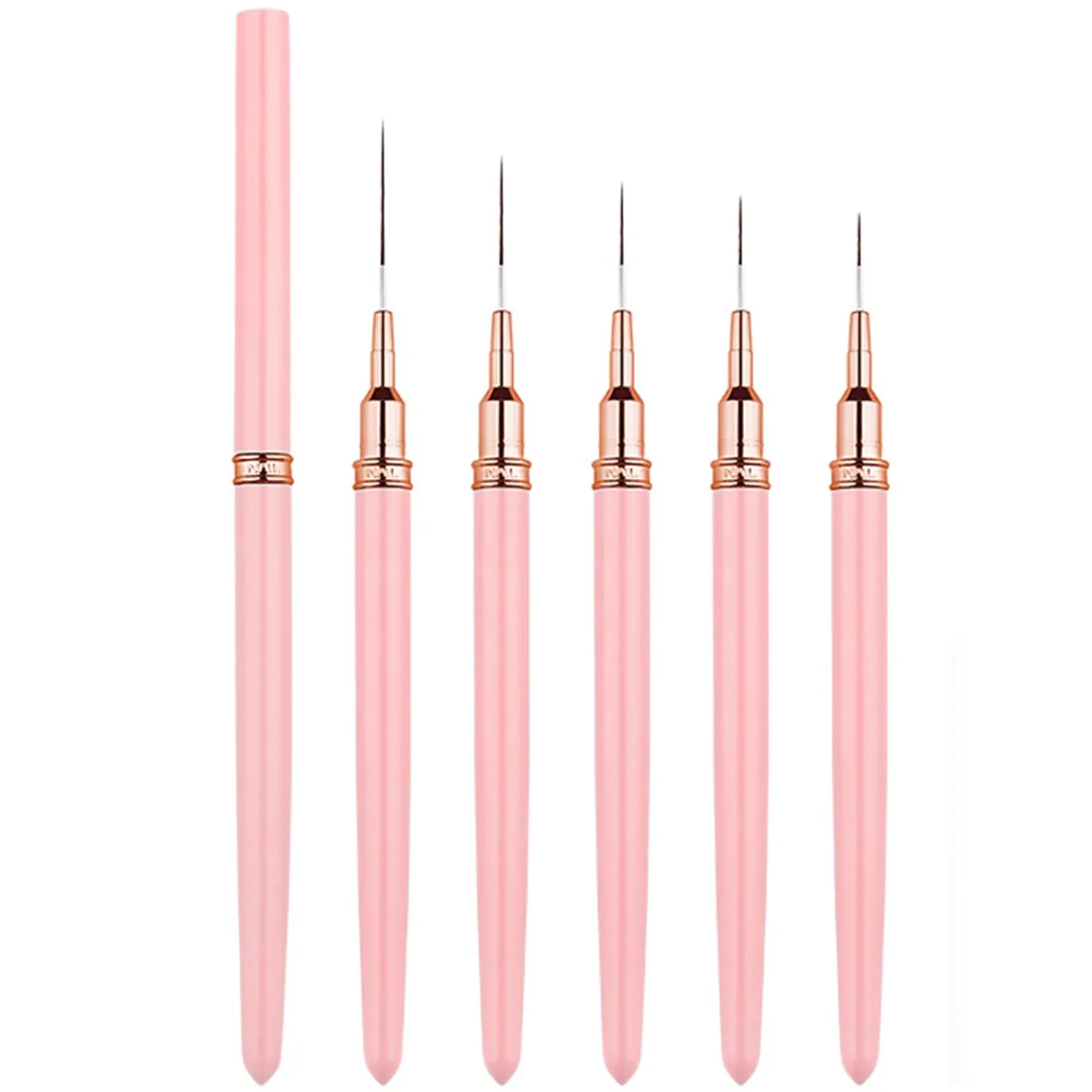 Metallic Nail Art Brushes Superfine Brush 5 Pcs Kit Professional Nail Liner Brush Nail Details Brush Nail Painting and Drawing Liner Brush for Nail Salons