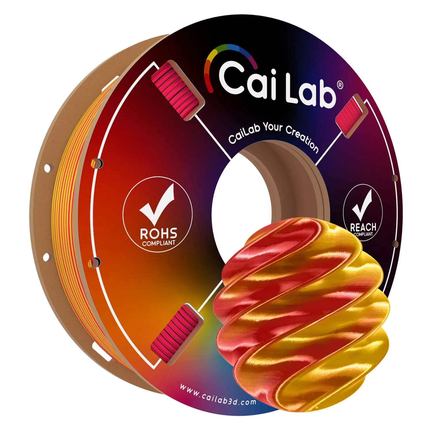 Silk Rainbow PLA Filament 1.75mm, Multicolor Gradient Material, +/- 0.02mm, Neatly Wound, Compatible with Bambu Lab P1S/A1/X1 & Most FDM Printers, 200g Spool (0.44lbs)