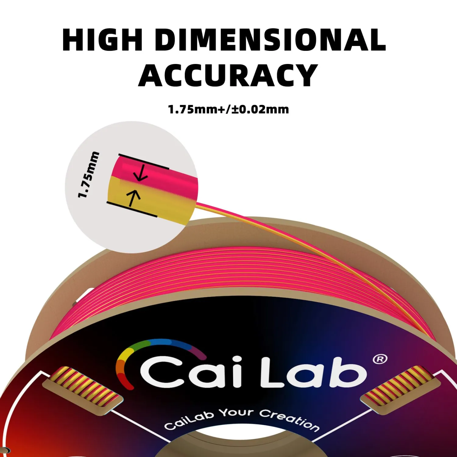 Silk Rainbow PLA Filament 1.75mm, Multicolor Gradient Material, +/- 0.02mm, Neatly Wound, Compatible with Bambu Lab P1S/A1/X1 & Most FDM Printers, 200g Spool (0.44lbs)
