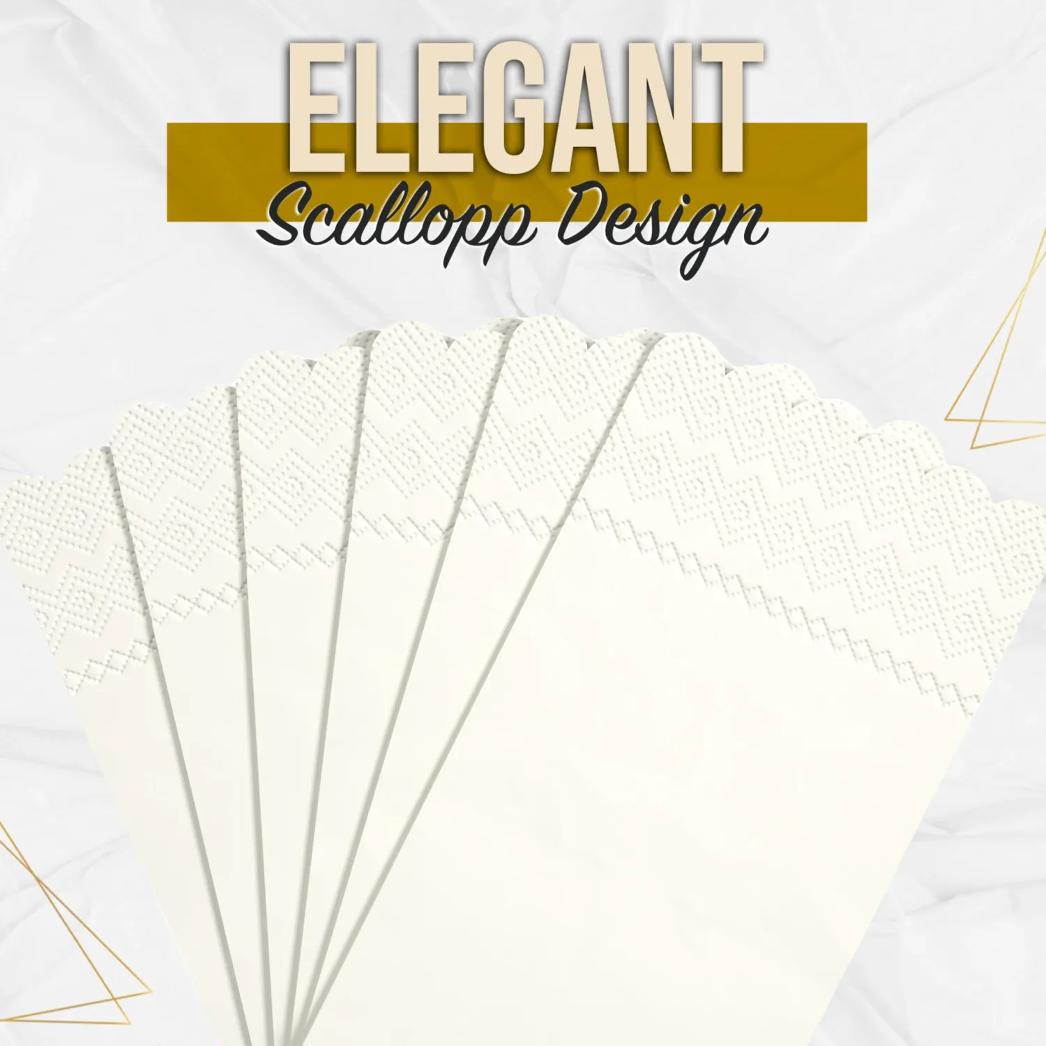 Ivory Scalloped Napkins Disposable 20 Pcs 3-Ply Ivory Scalloped Dinner Napkins Disposable Decorative for Dinners & Parties, Paper Guest Towels for Bathroom & Party Supplies