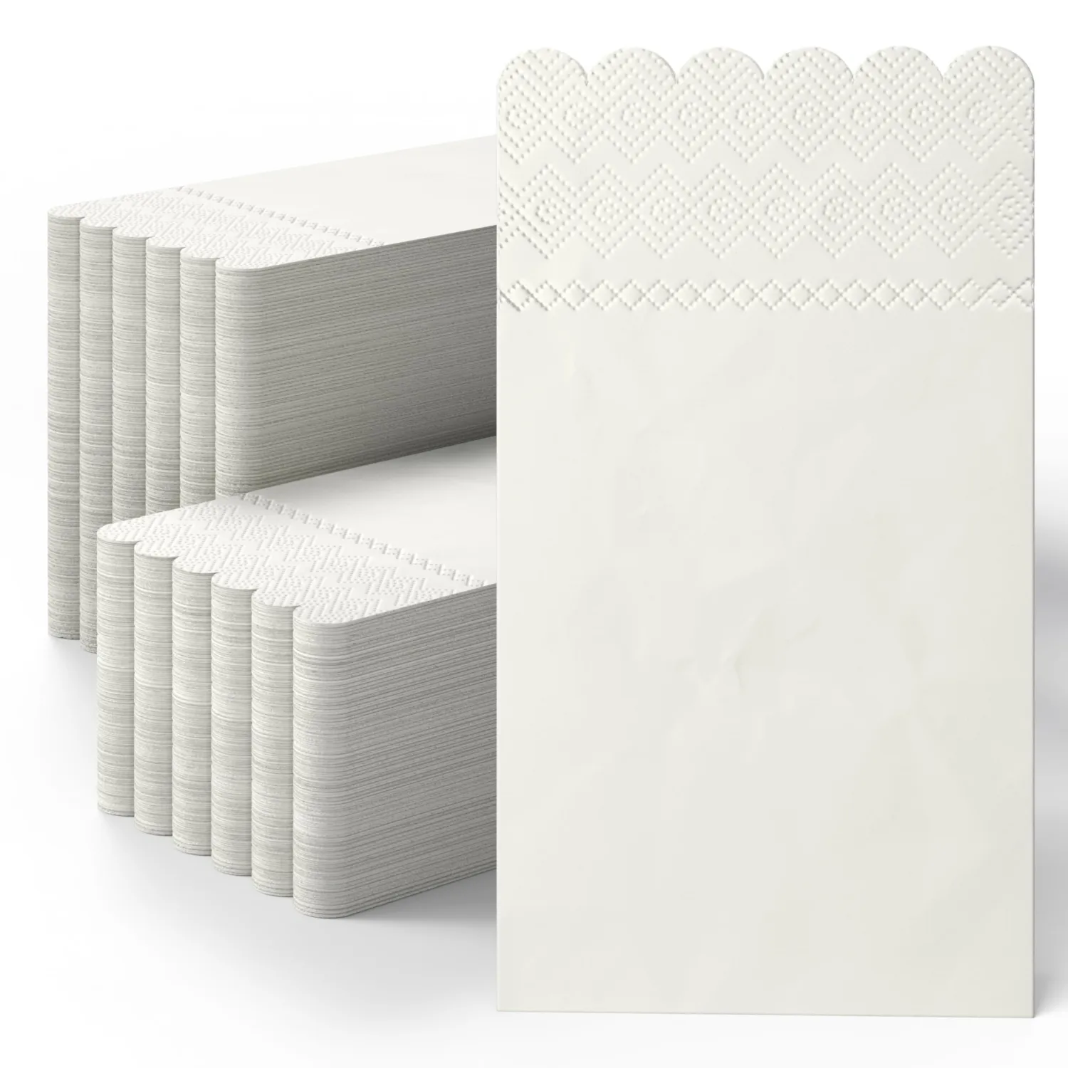 Ivory Scalloped Napkins Disposable 20 Pcs 3-Ply Ivory Scalloped Dinner Napkins Disposable Decorative for Dinners & Parties, Paper Guest Towels for Bathroom & Party Supplies