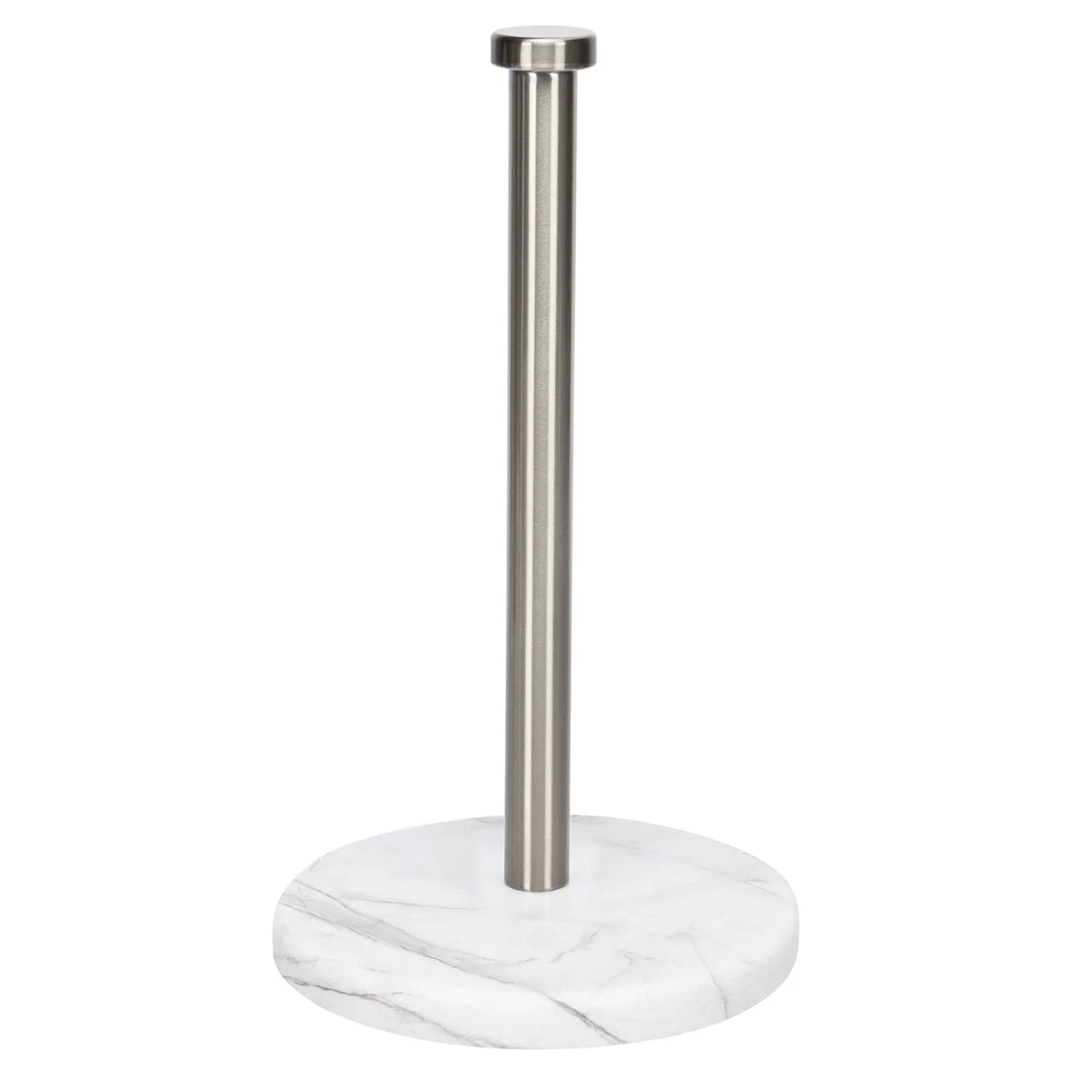 NearMoon Standing Paper Towel Holder, Kitchen Paper Towel Tissue Holder- for Bathroom Kitchen Countertop, Standard or Jumbo-Sized Roll Paper (with Marble Base, Brushed Nickel)
