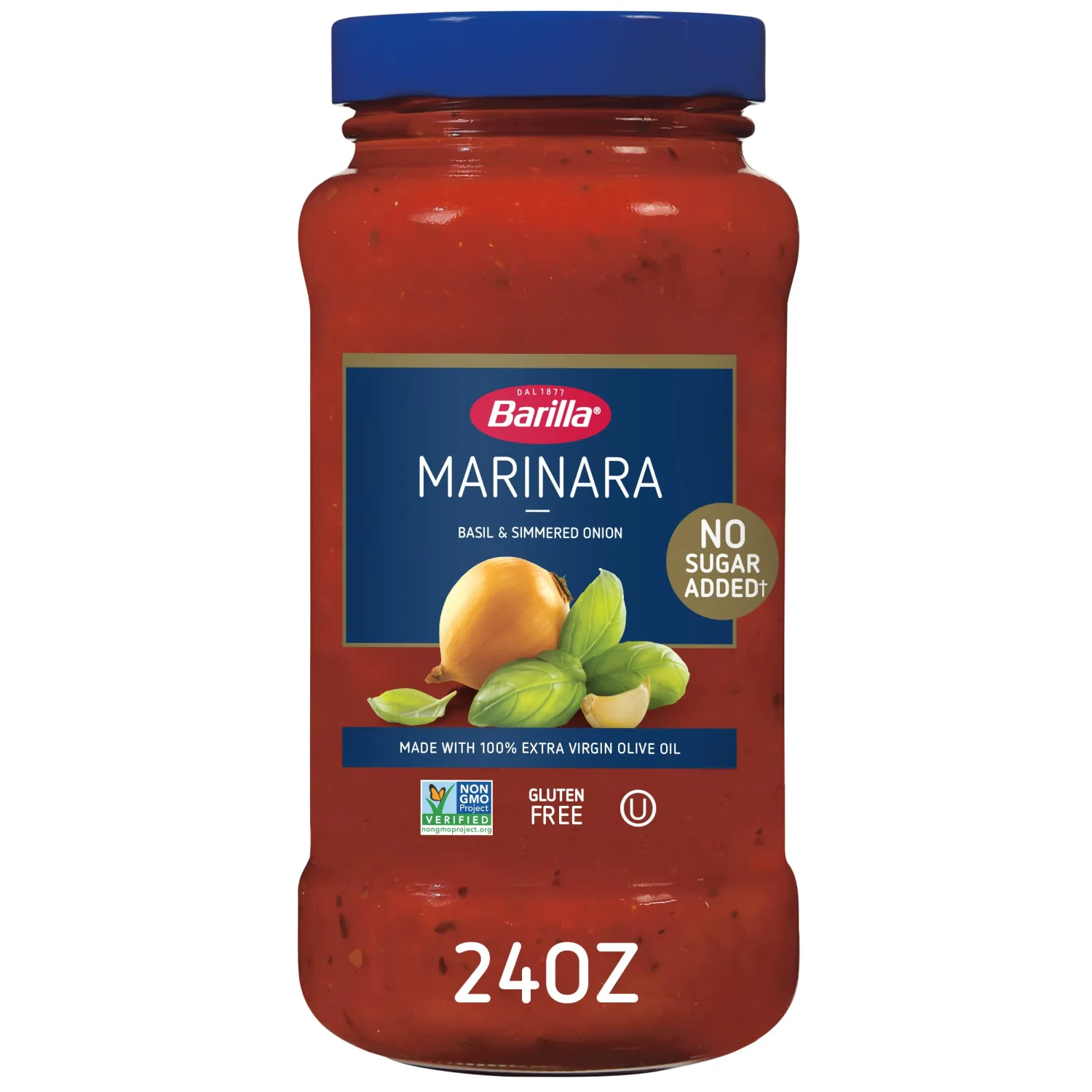 Barilla Pasta Sauce Marinara, 24 Ounce Jar - NO ADDED SUGAR - Made with 100% Extra Virgin Olive Oil - No Artificial Colors, Flavors or Preservatives - Non-GMO, Gluten Free, Kosher