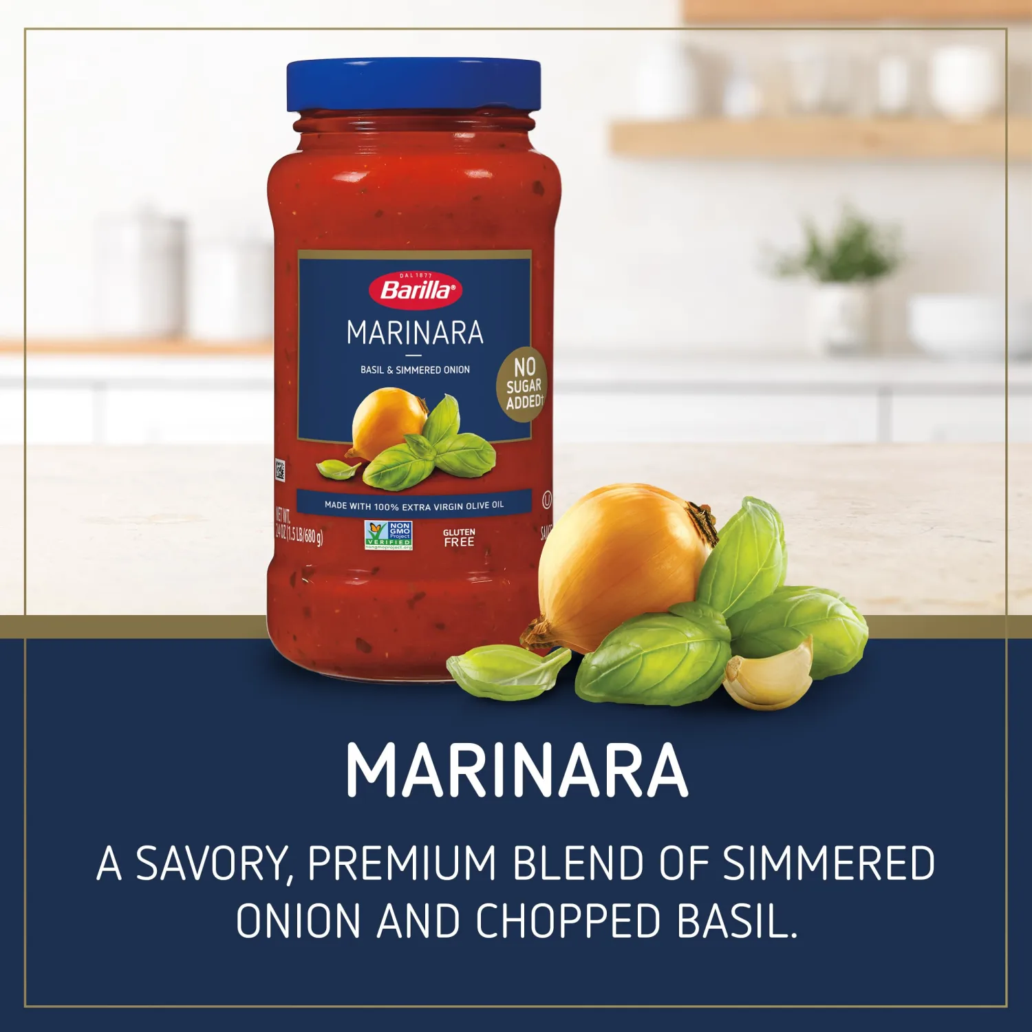 Barilla Pasta Sauce Marinara, 24 Ounce Jar - NO ADDED SUGAR - Made with 100% Extra Virgin Olive Oil - No Artificial Colors, Flavors or Preservatives - Non-GMO, Gluten Free, Kosher