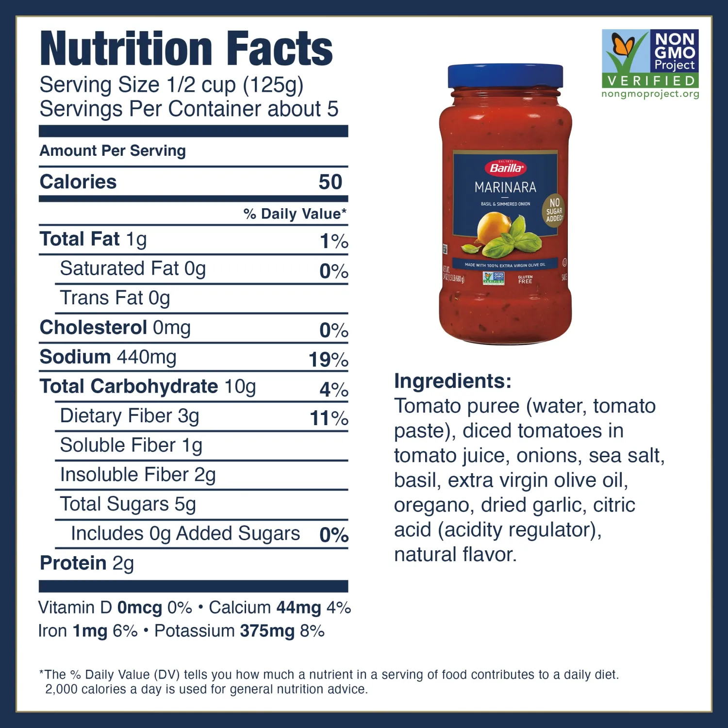 Barilla Pasta Sauce Marinara, 24 Ounce Jar - NO ADDED SUGAR - Made with 100% Extra Virgin Olive Oil - No Artificial Colors, Flavors or Preservatives - Non-GMO, Gluten Free, Kosher