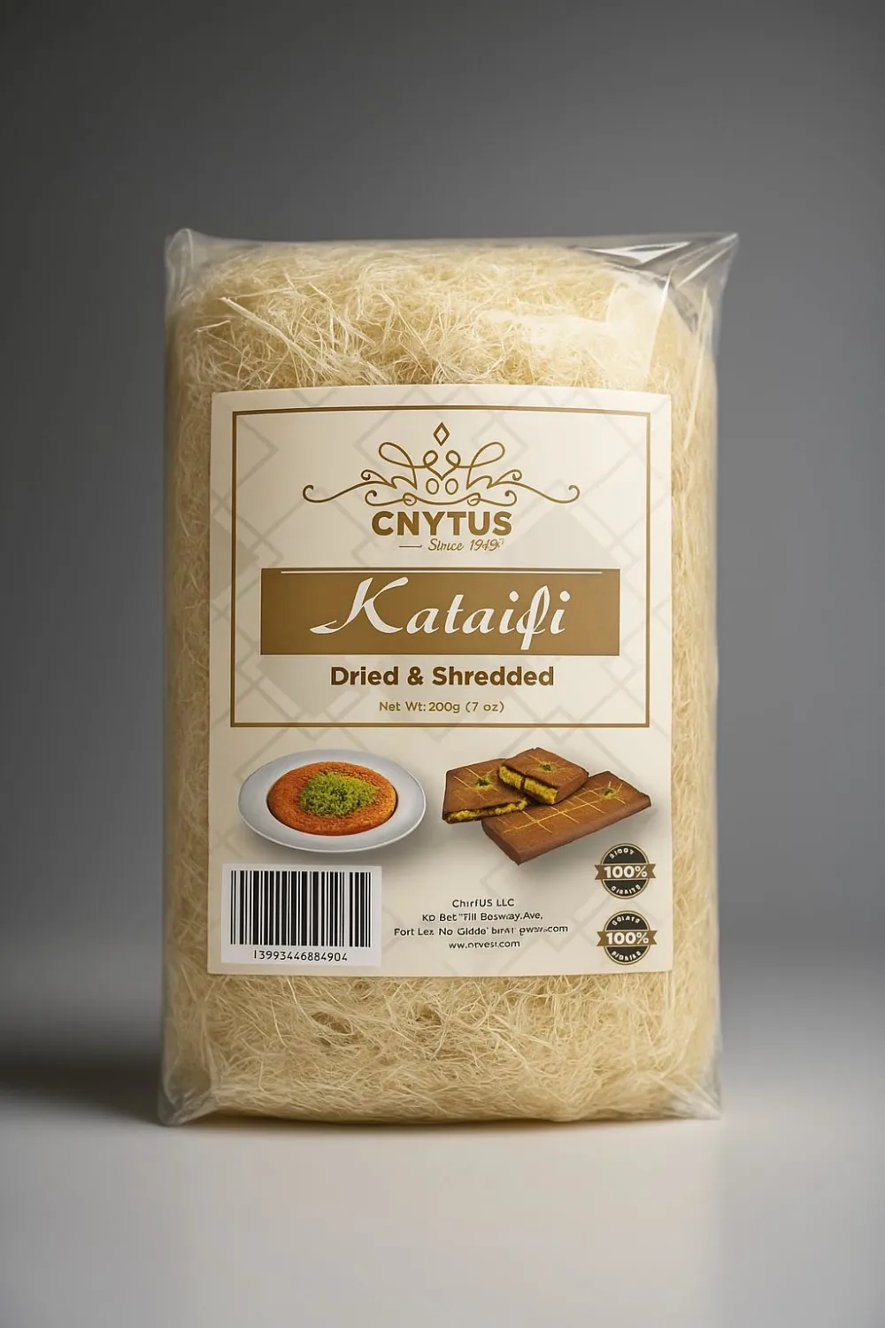 CNYTUS Kataifi Shredded Fillo Dough |200g (0.44 lb) | Katafi Shredded Pastry | Kunafa Shredded Phyllo Dough | Knafeh Shredded | Kadayif | Kanafeh | Katifi Phyllo | Kataifi For Dubai Chocolate